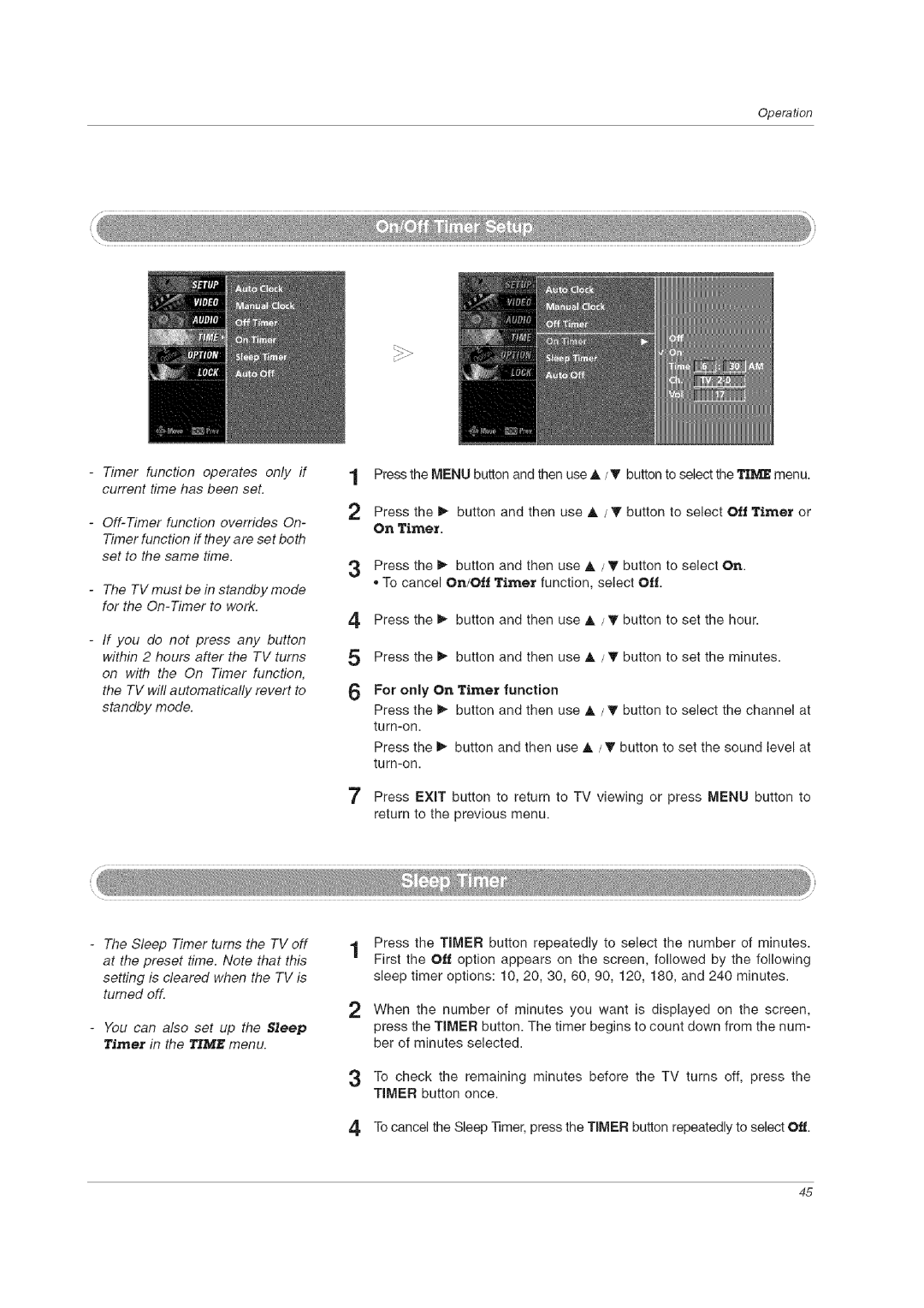 LG Electronics 60PCLD owner manual On Timer 