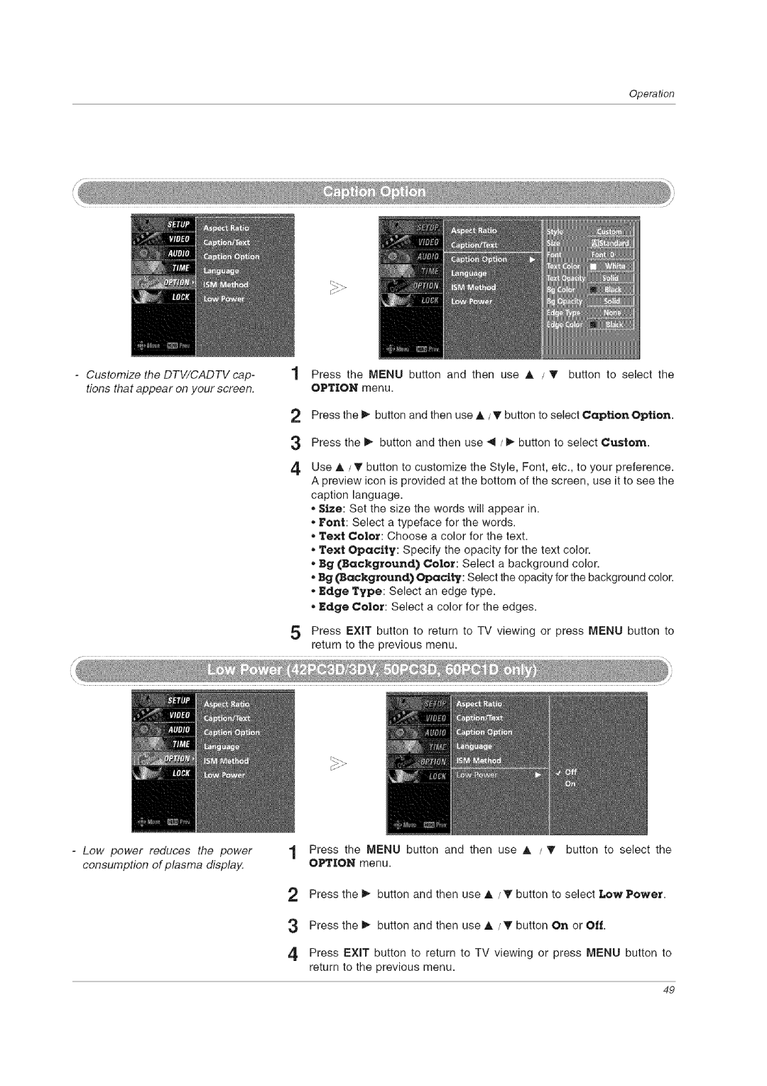 LG Electronics 60PCLD owner manual Low power reduces the power consumption of plasma display 