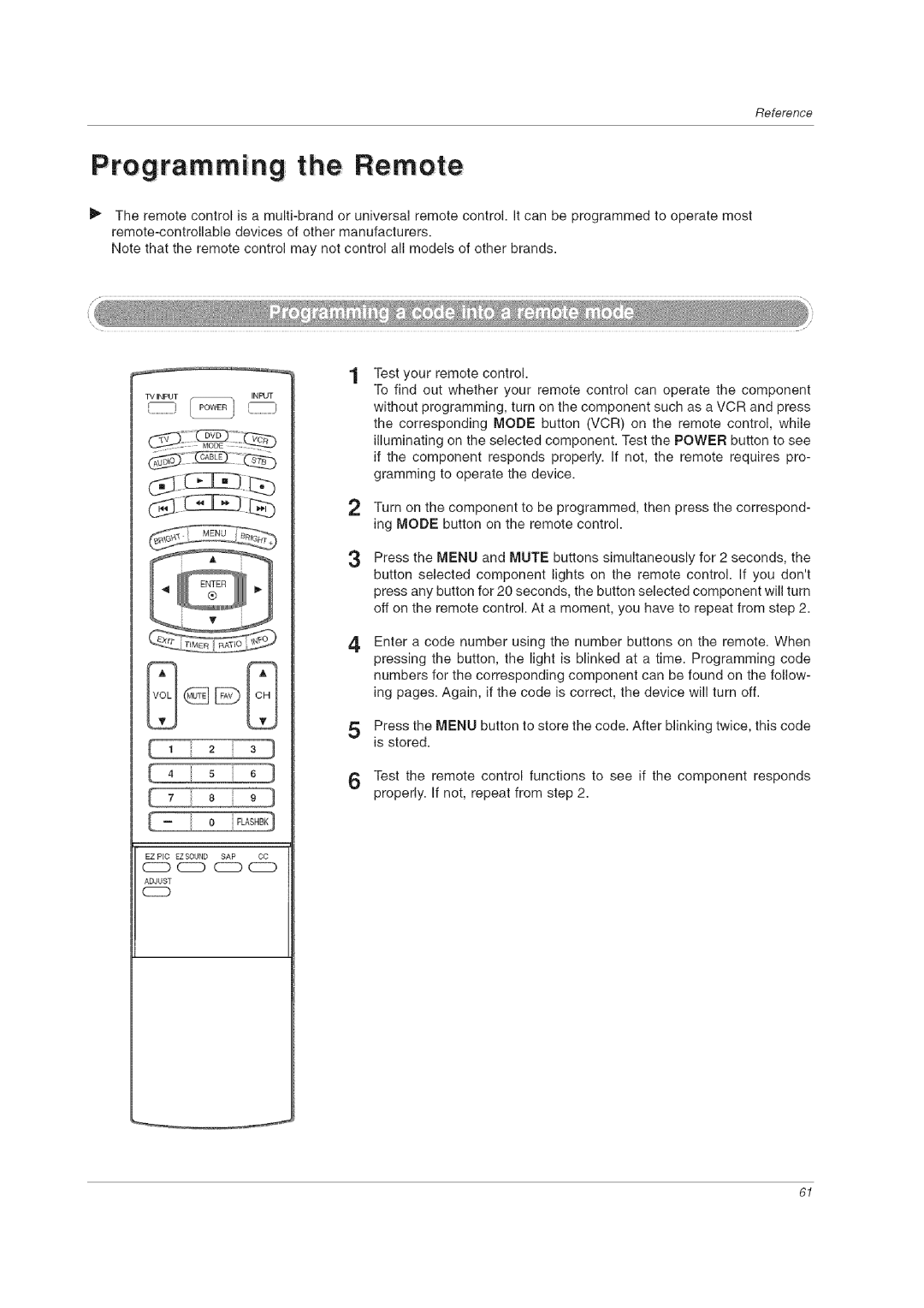 LG Electronics 60PCLD owner manual Ro g r a m m i ng th e Re m ote, FSBd 