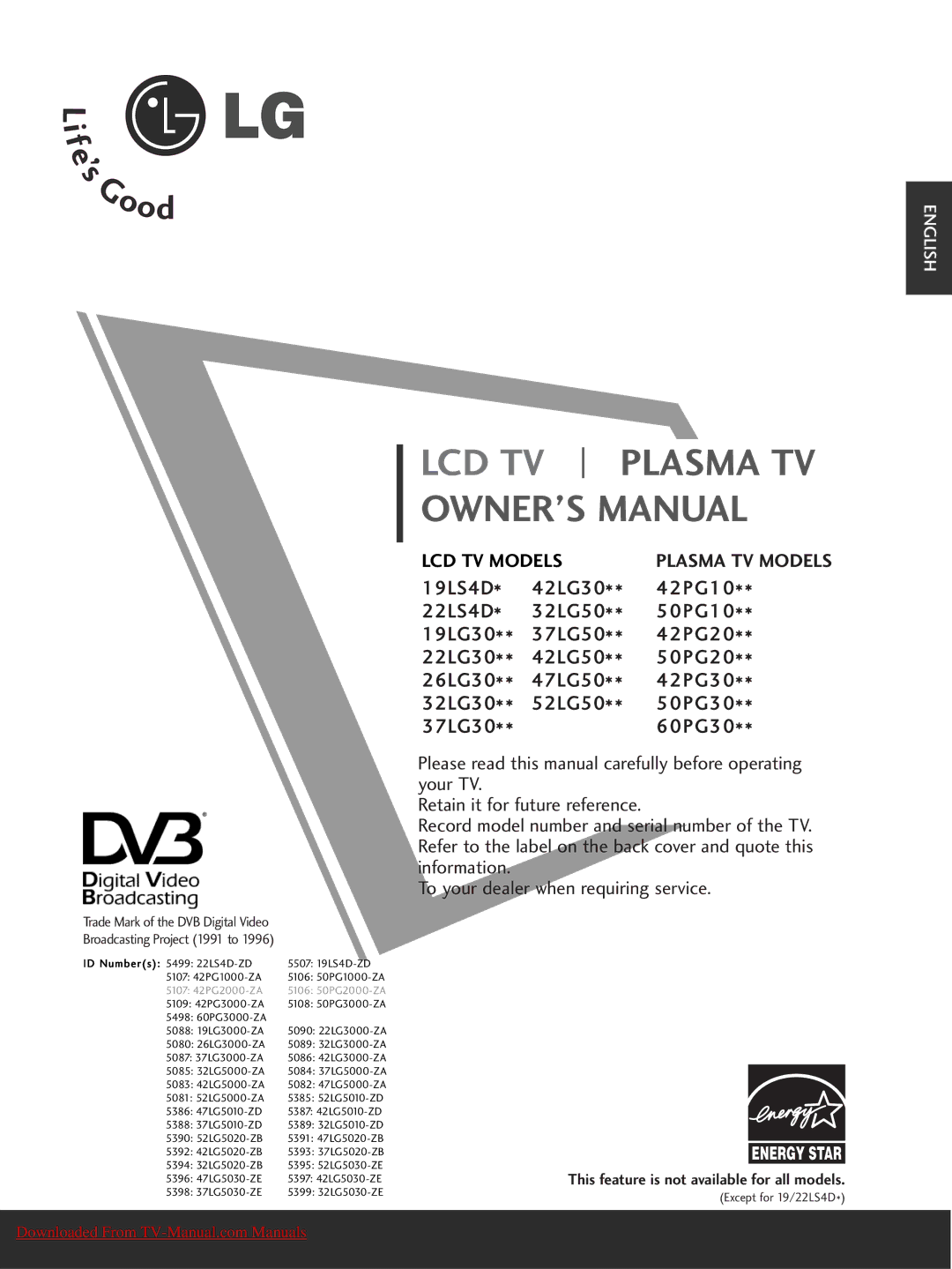 LG Electronics 50PG20, 60PG30, 42PG30, 42PG10, 42PG20, 42LG30, 37LG50, 37LG30, 32LG30, 32LG50, 26LG30, 22LS4D owner manual Lcd Tv 