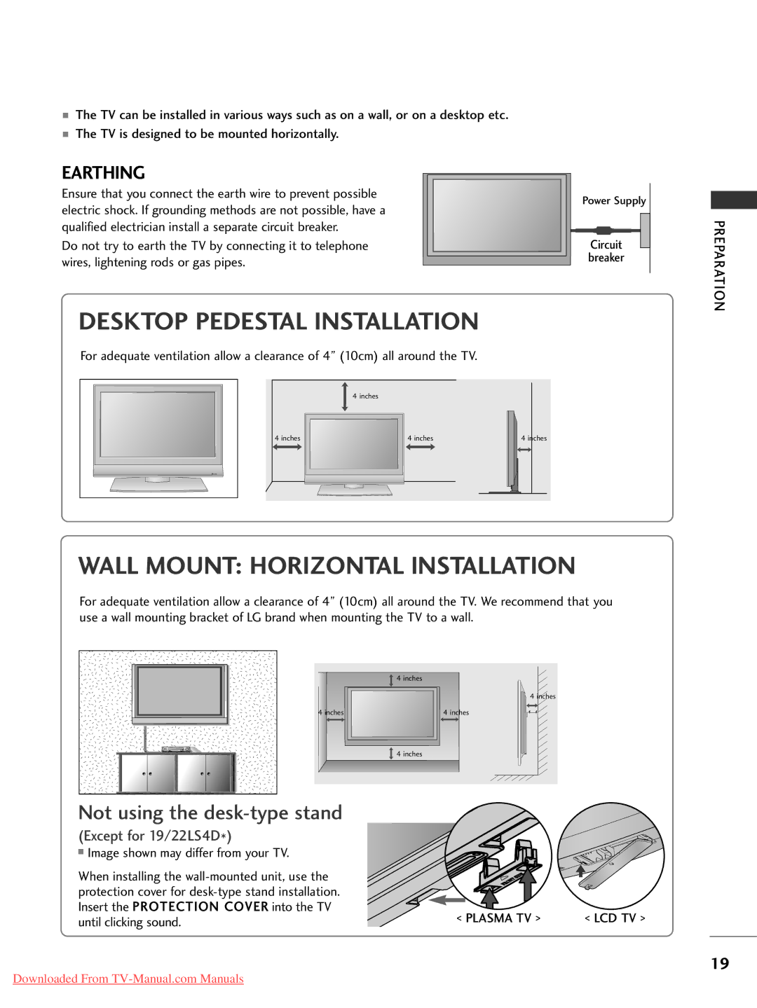 LG Electronics 50PG20, 60PG30, 42PG30, 42PG10, 42PG20, 42LG30, 37LG50, 37LG30 Circuit Breaker, Plasma TV, Until clicking sound 