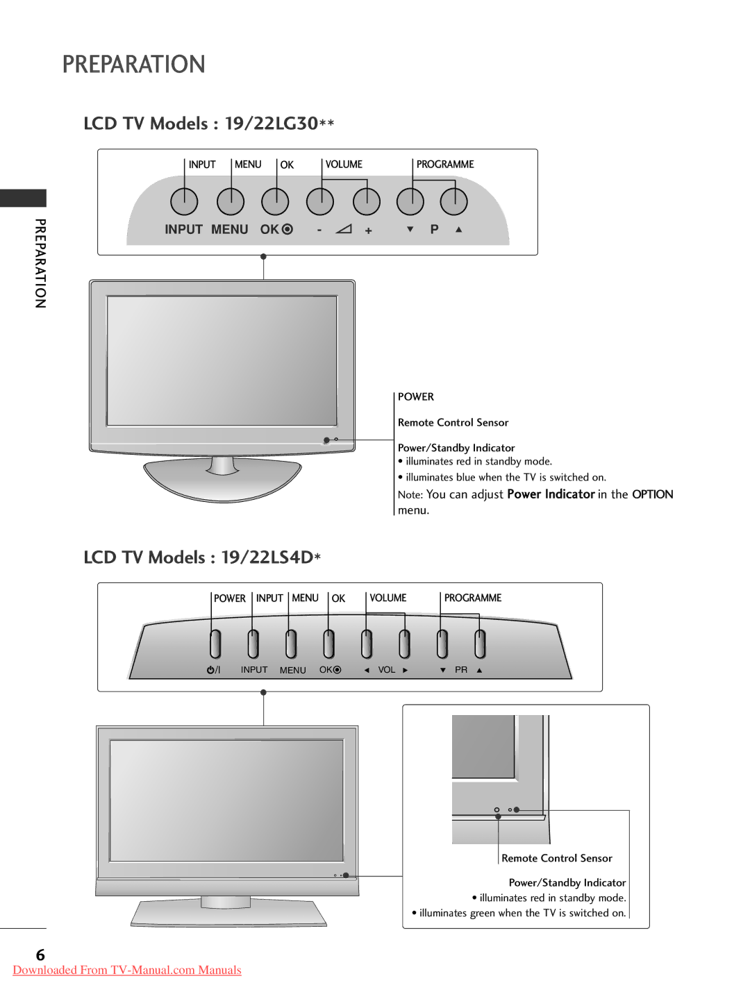 LG Electronics 32LG30, 60PG30, 50PG20, 42PG30, 42PG10, 42PG20, 42LG30, 37LG50, 37LG30, 32LG50, 26LG30, 22LS4D, 22LG30 Preparation 