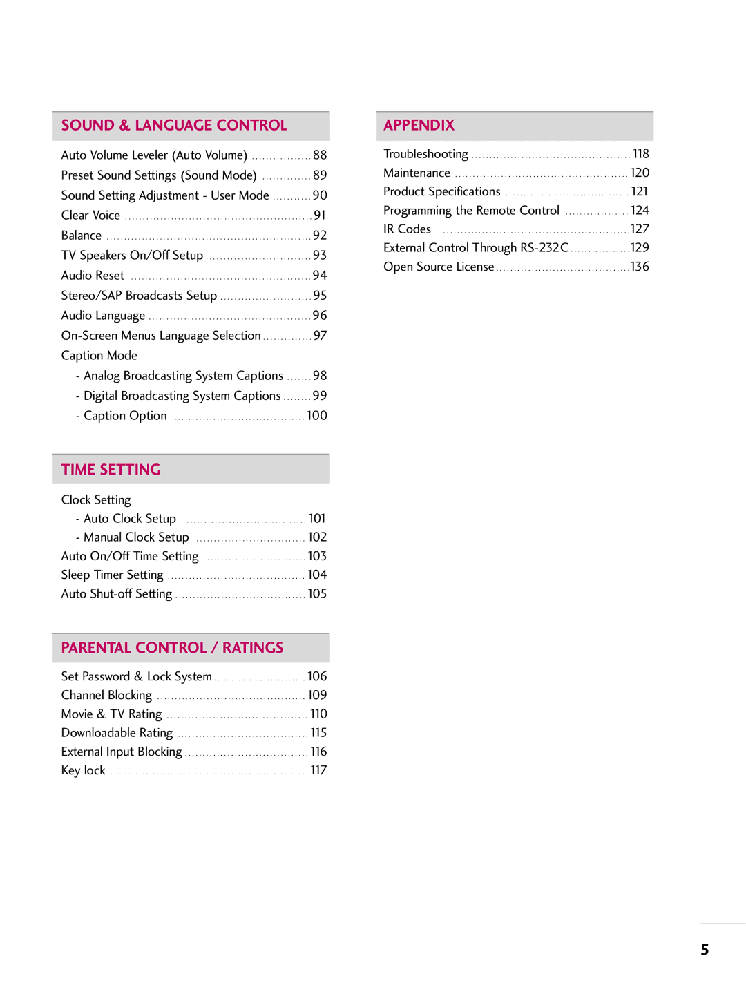 LG Electronics 4270, 60PG60, 5270, 5260, 50PG60, 4770, 4760, 42PG25, 4260, 4230 Clock Setting, External Control Through RS-232C 