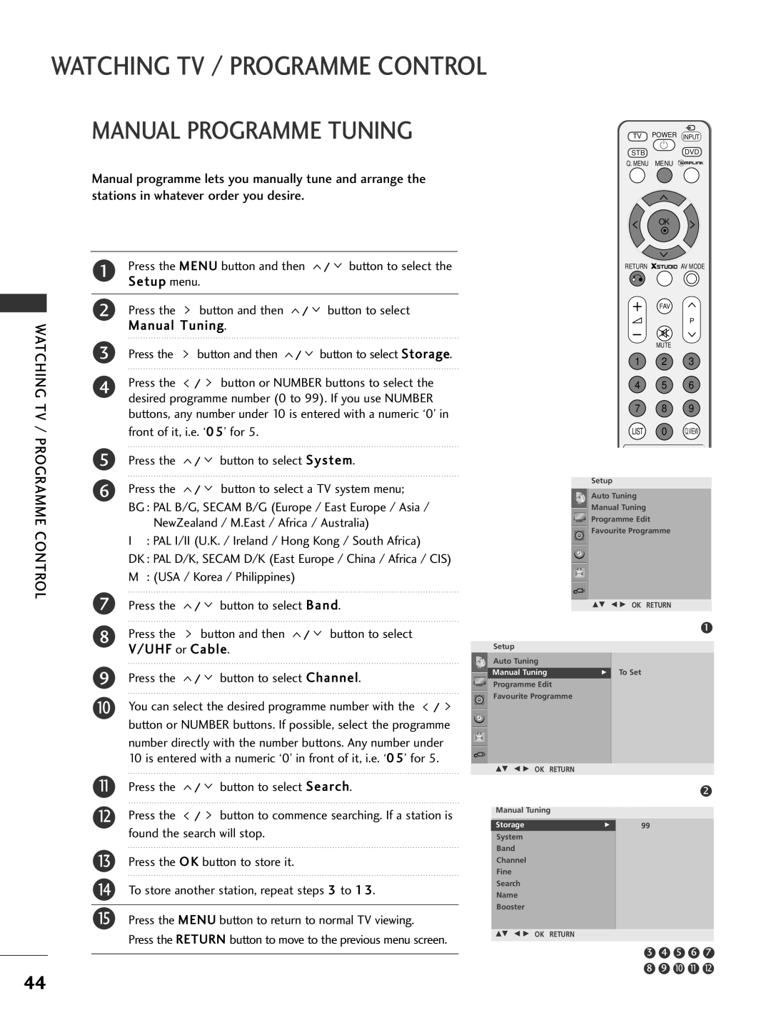 LG Electronics 60PG6***, 60PG7***, 527***, 50PG7***, 477***, 476***, 42PG6***, 428***, 427***, 426*** Manual Programme Tuning 