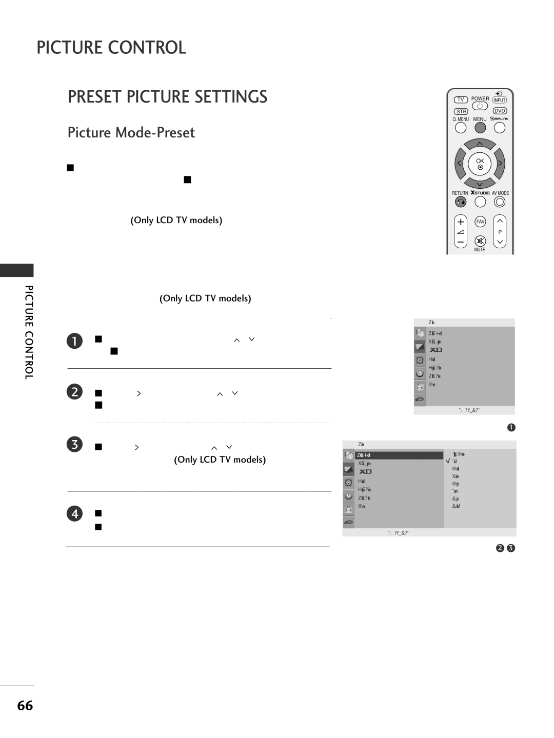 LG Electronics 427***, 60PG7***, 60PG6***, 527***, 50PG7***, 477***, 476***, 428*** Preset Picture Settings, Picture Mode-Preset 