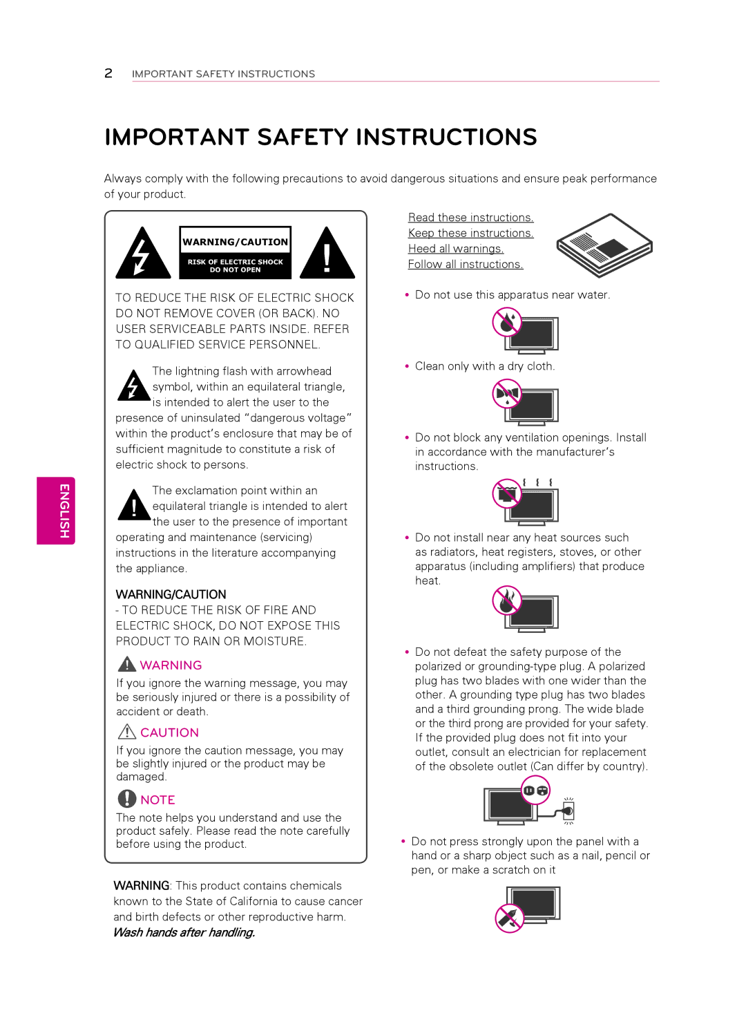 LG Electronics 60PN5700 owner manual Important Safety Instructions, Your product 