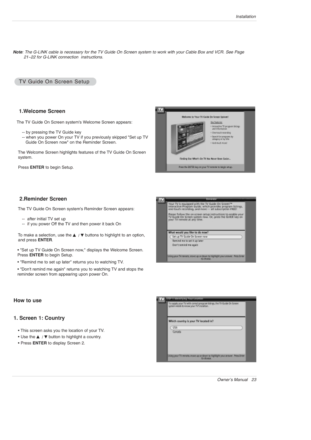 LG Electronics 62SX4D-UB, 52SX4D-UB owner manual TV Guide On Screen Setup, Welcome Screen 