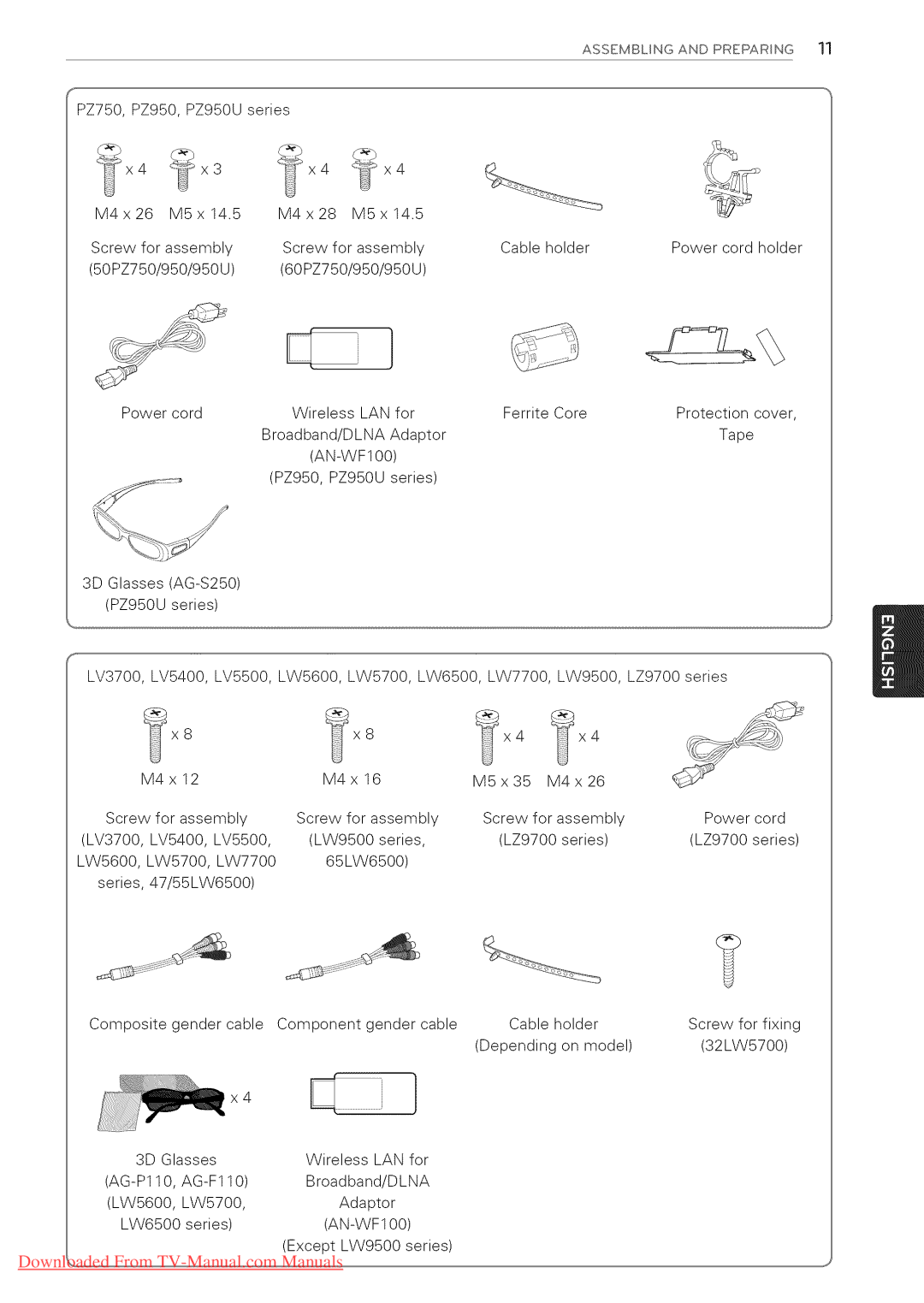 LG Electronics 47LV3700, 65LW6500, 60PZ950U, 60PZ750, 55LV5400, 55LV3700, 55LV5500, 55LK530, 50PZ950U manual LW5600 LW5700 LW7700 