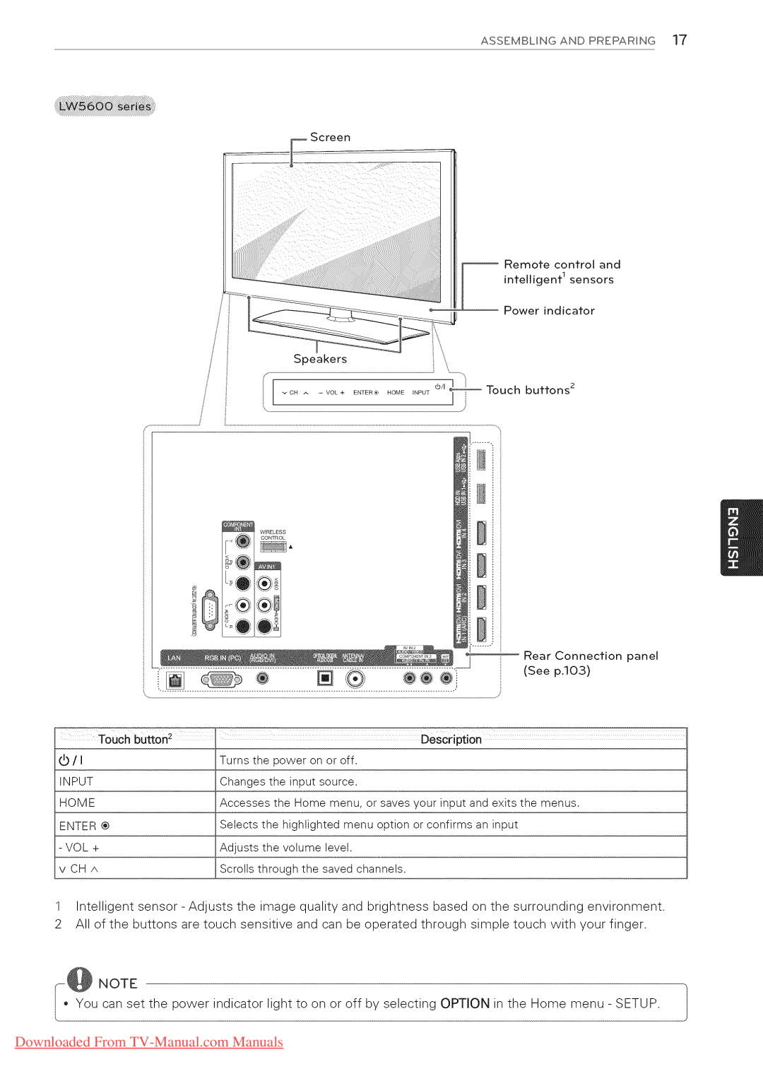 LG Electronics 42LV3700, 65LW6500, 60PZ950U, 60PZ750, 55LV5400, 55LV3700, 55LV5500, 55LK530, 50PZ950U manual Touch buttons, Vol + 