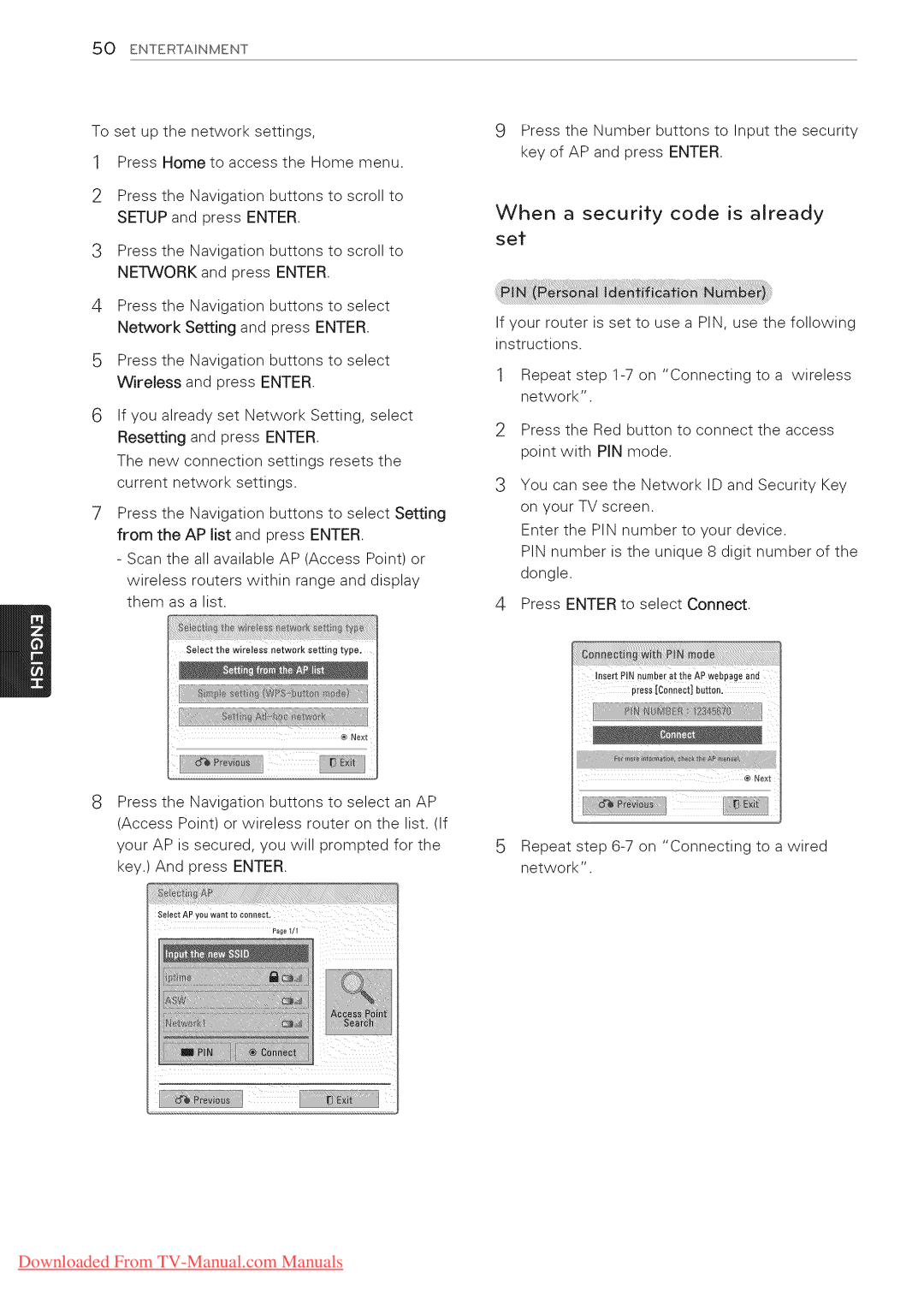 LG Electronics 42LV3700, 65LW6500, 60PZ950U, 60PZ750, 55LV5400, 55LV3700, 55LV5500, 55LK530 When a security code is already set 