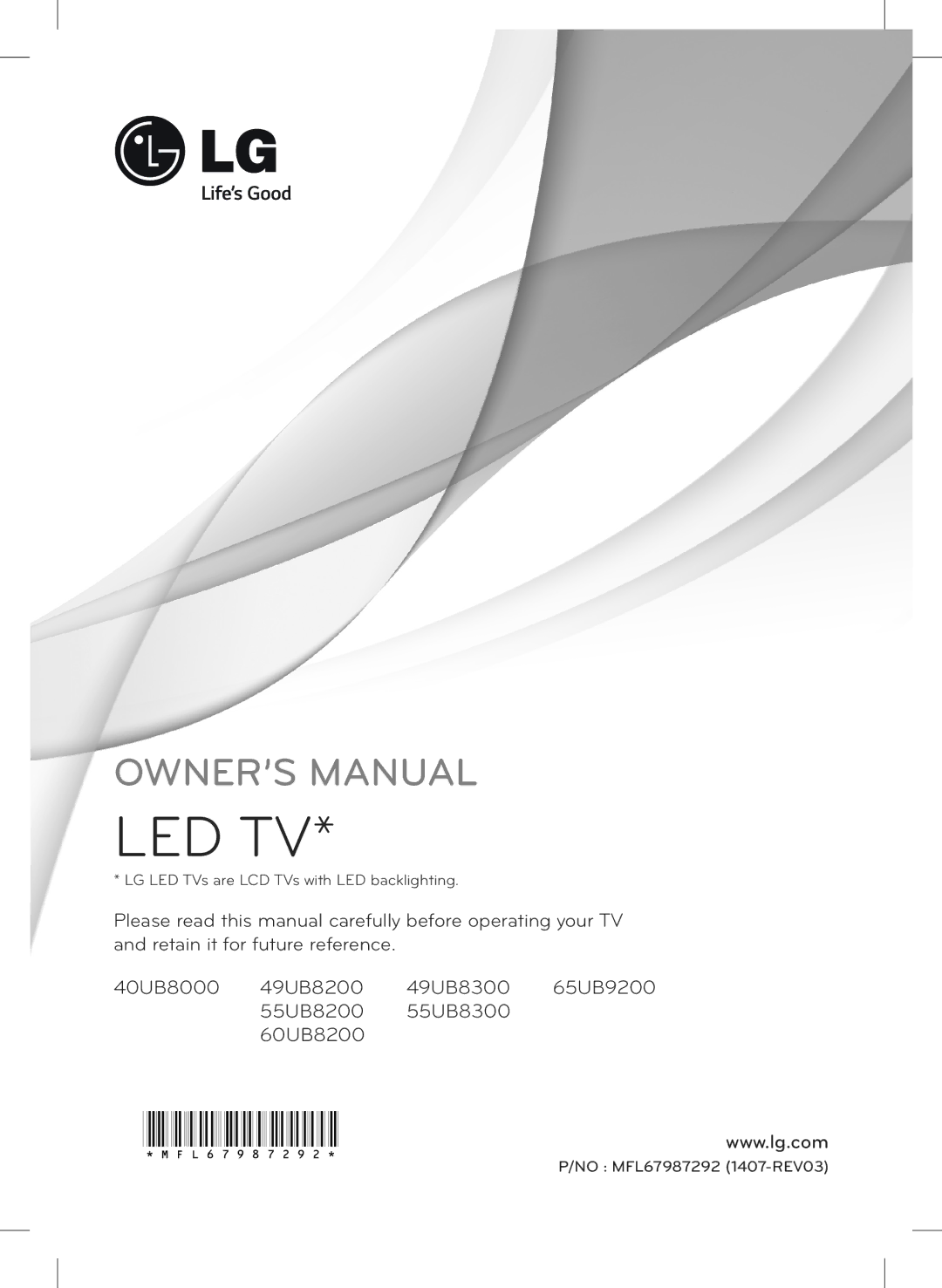 LG Electronics 40UB8000, 65UB9200, 49UB8200, 55UB8200 owner manual Led Tv 