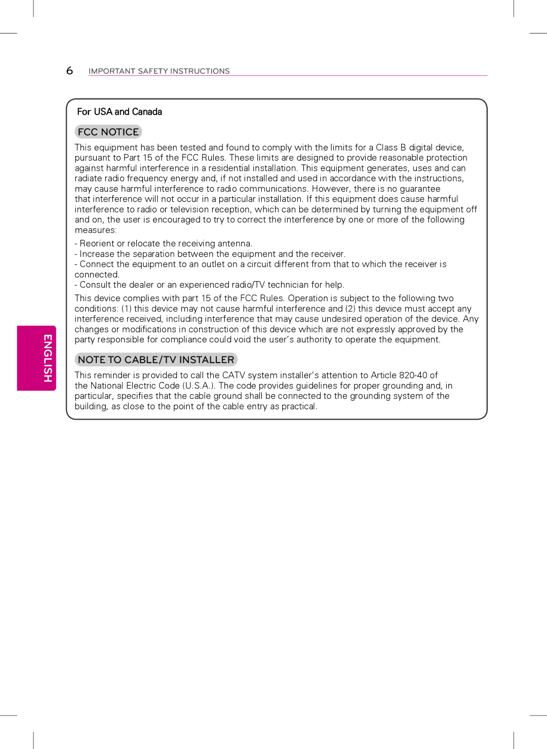 LG Electronics 49UB8200, 65UB9200, 40UB8000, 55UB8200 owner manual FCC Notice 