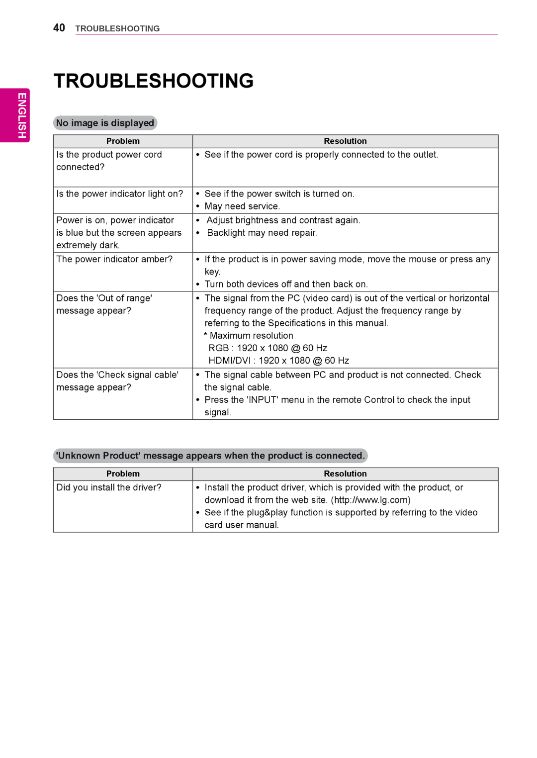 LG Electronics 65VS10 owner manual Troubleshooting, No image is displayed, Key, Yy Turn both devices off and then back on 