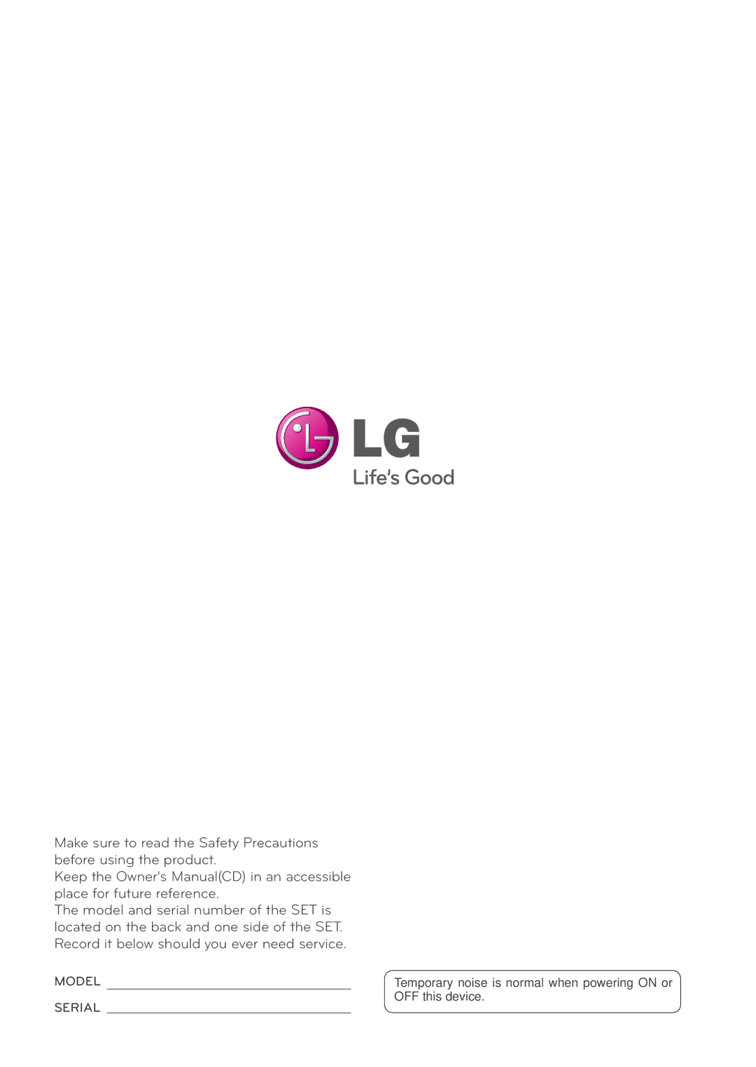 LG Electronics 65VS10 owner manual Model 