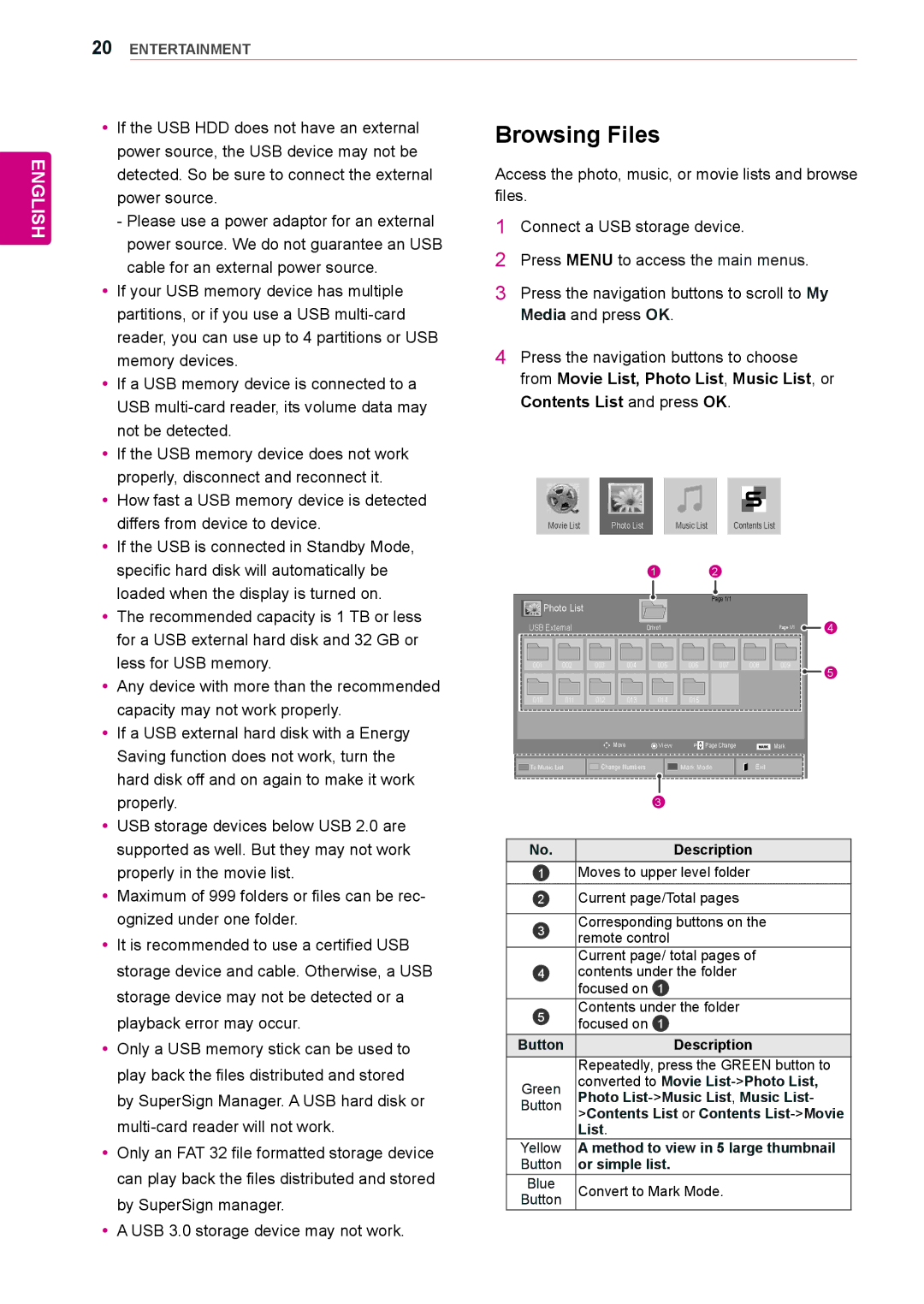 LG Electronics 72WX70MF owner manual Browsing Files 