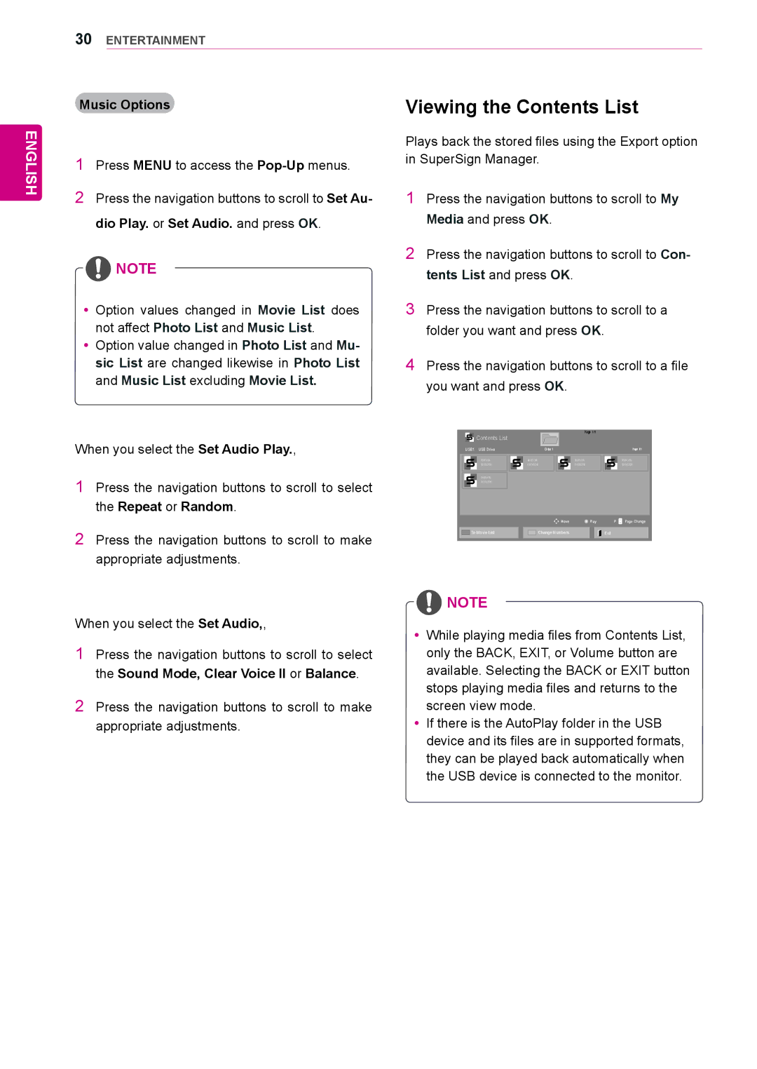 LG Electronics 72WX70MF owner manual Viewing the Contents List 