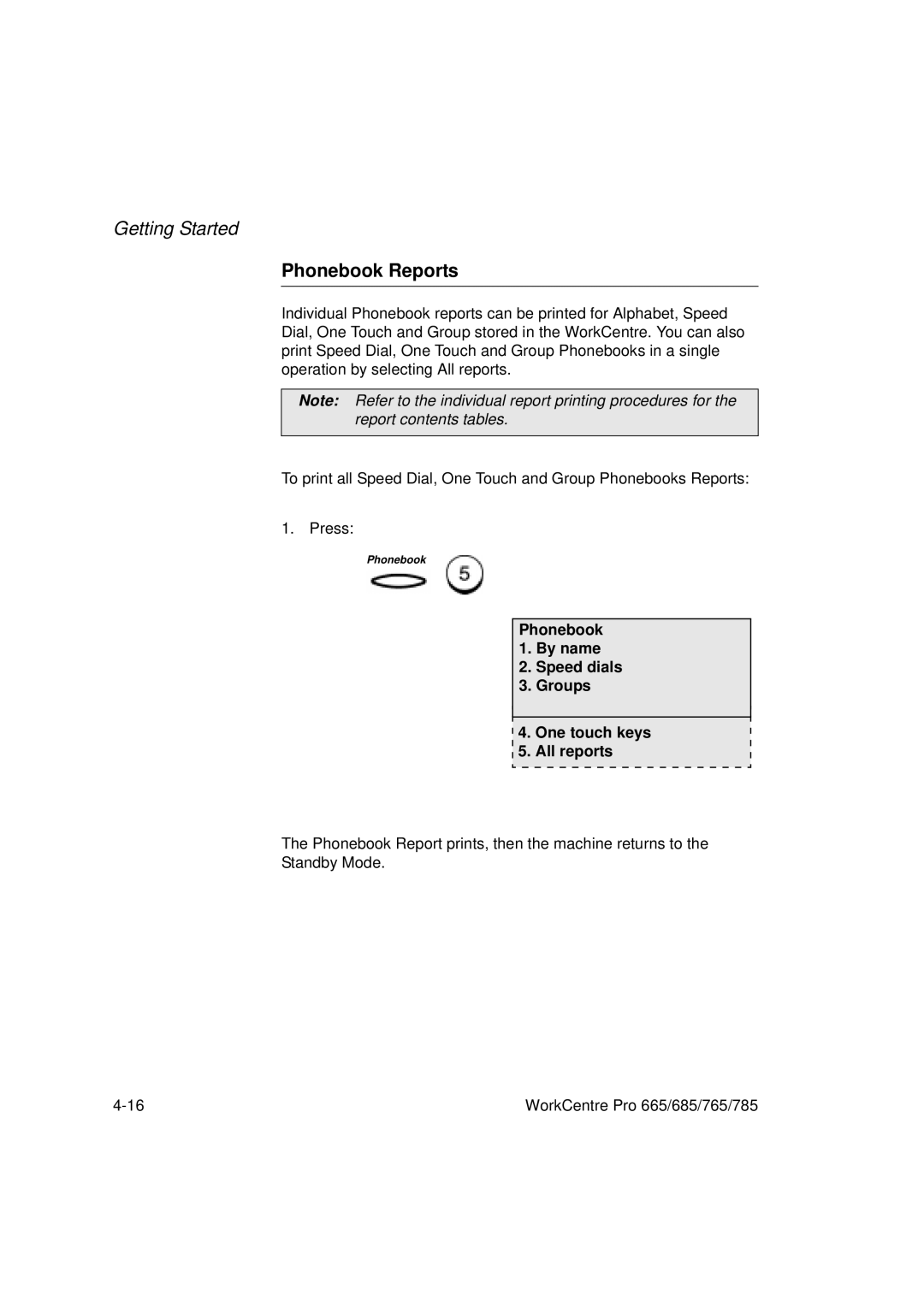 LG Electronics 765, 665, 785, 685 manual Phonebook Reports 