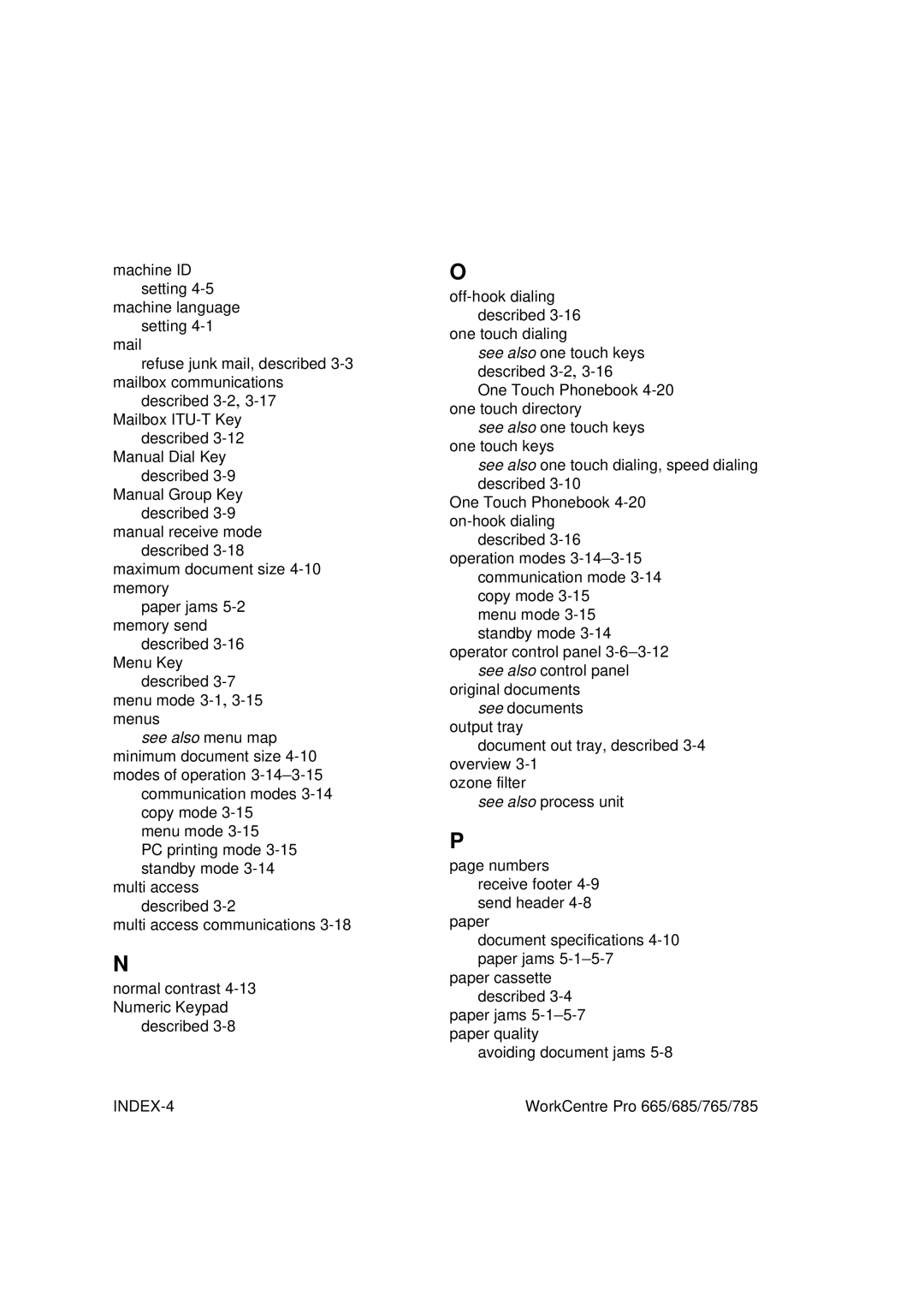 LG Electronics 785, 765, 665, 685 manual INDEX-4 