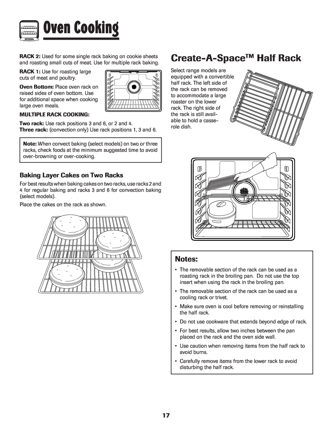 LG Electronics 800 Create-A-SpaceTM Half Rack, Baking Layer Cakes on Two Racks, Oven Cooking, Notes 