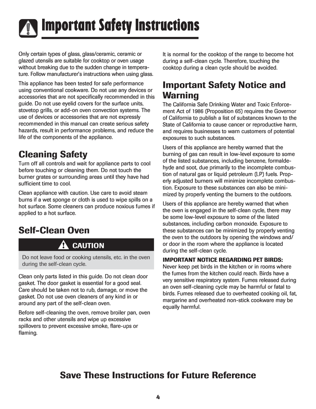 LG Electronics 800 Cleaning Safety, Self-CleanOven, Important Safety Notice and Warning, Important Safety Instructions 