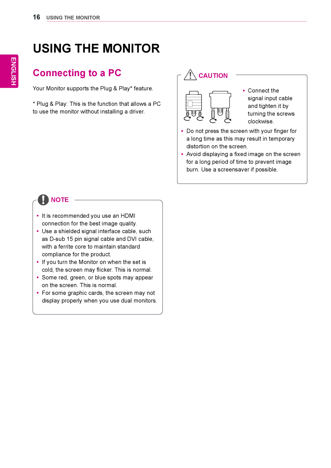 LG Electronics 84WS70MS owner manual Using the Monitor, Connecting to a PC 