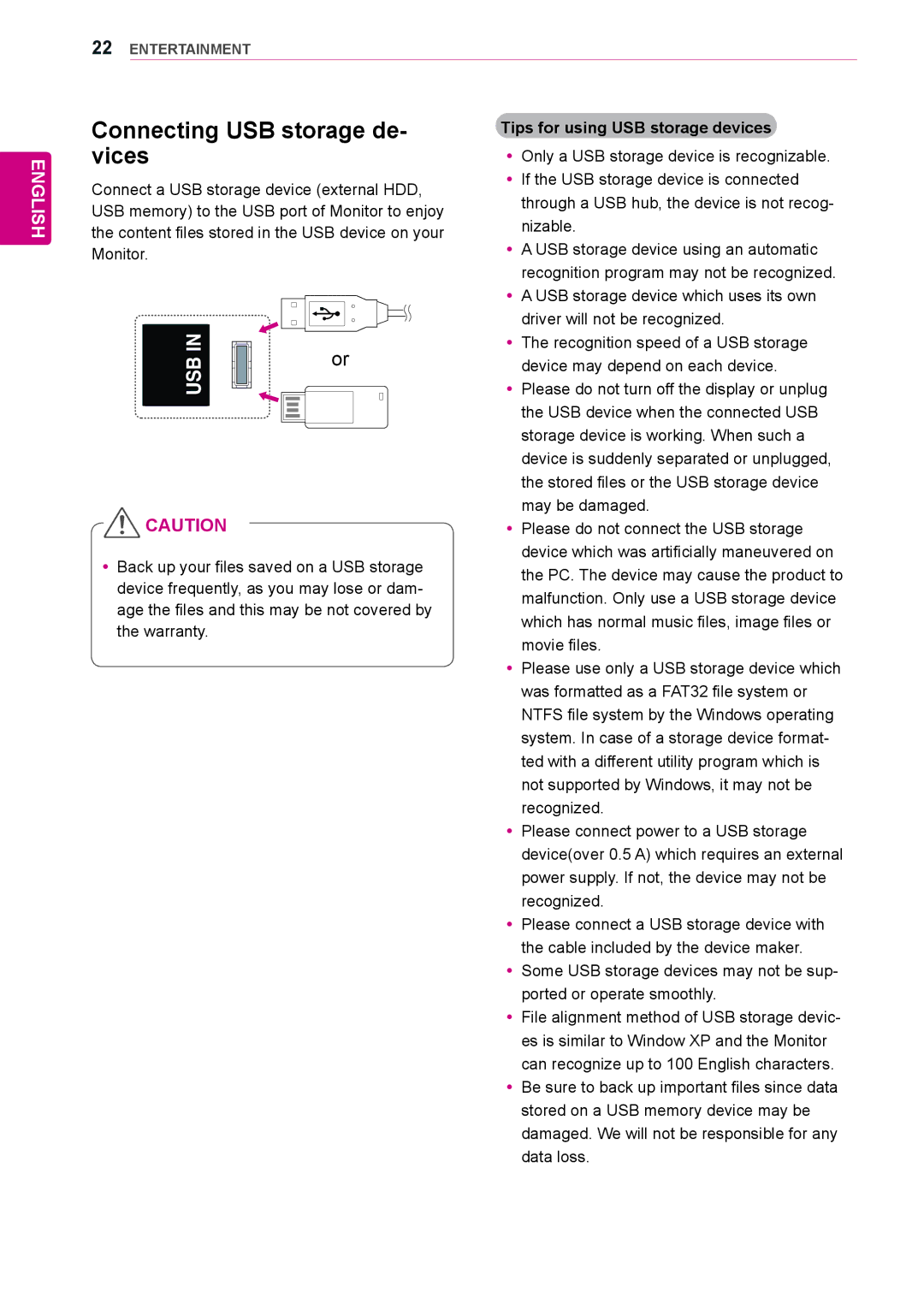 LG Electronics 84WS70MS Connecting USB storage de- vices, Tips for using USB storage devices, Ported or operate smoothly 