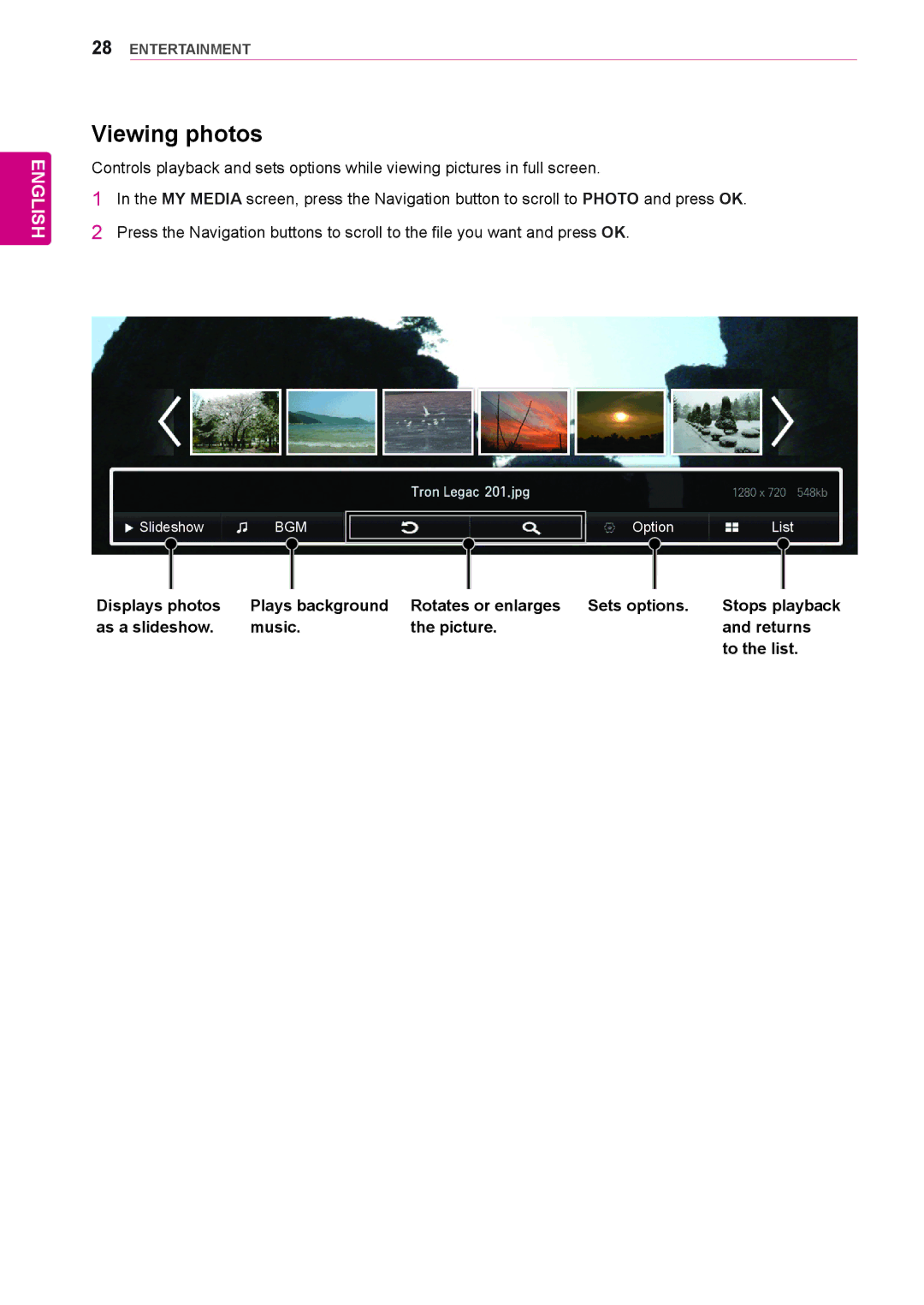 LG Electronics 84WS70MS owner manual Viewing photos 