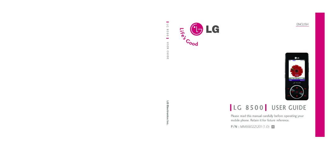 LG Electronics 8500 manual 85 0 0 User Guide 