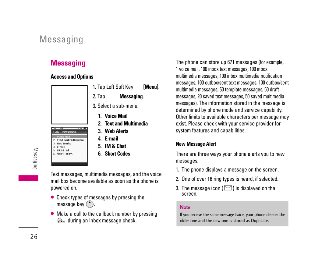 LG Electronics 8500 manual Messaging 