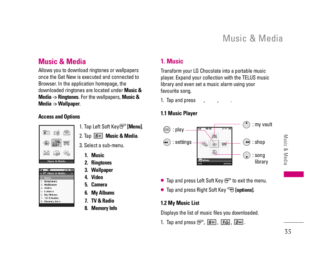LG Electronics 8500 manual Music & Media, Music Player, My Music List 