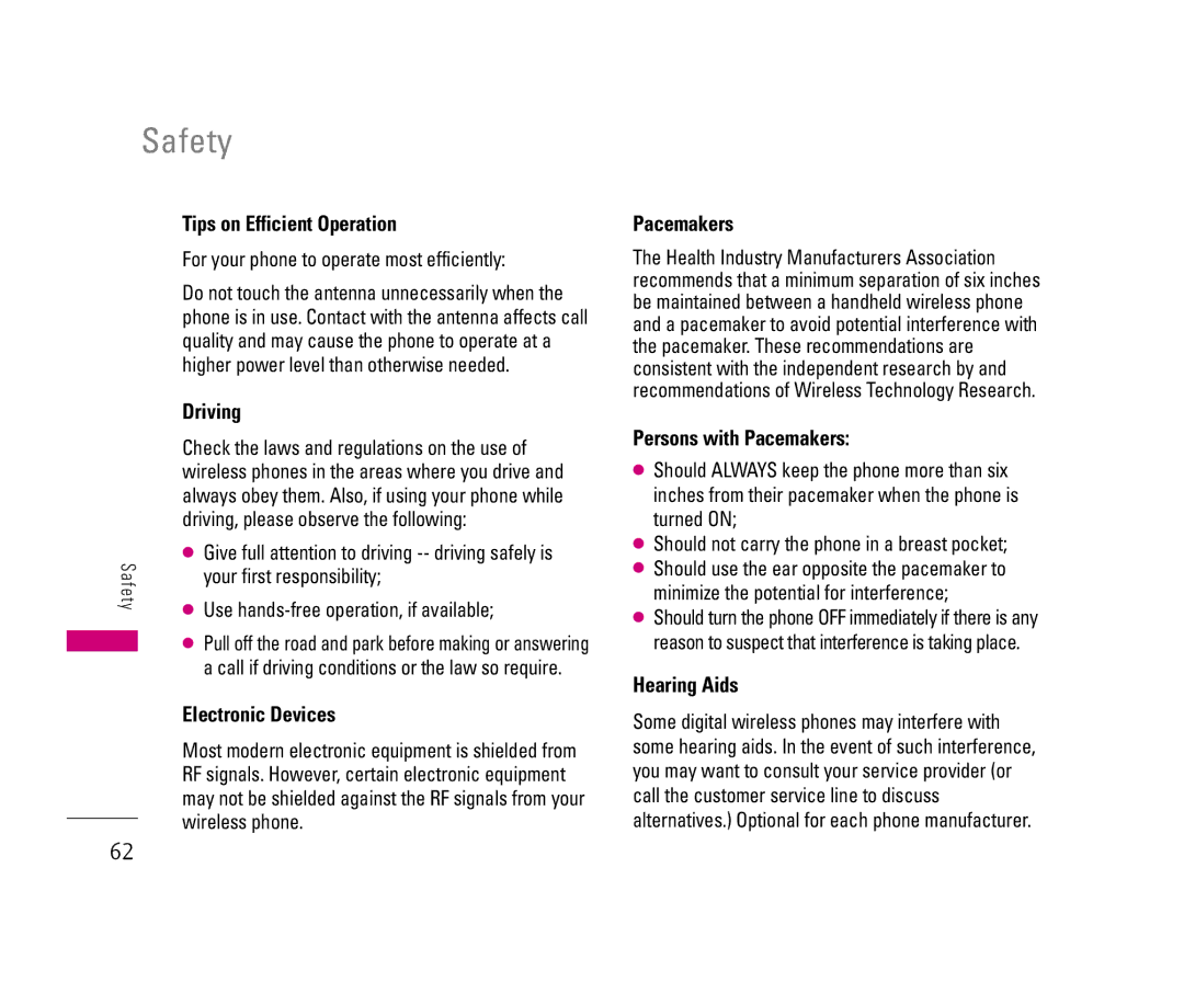 LG Electronics 8500 manual Safety 