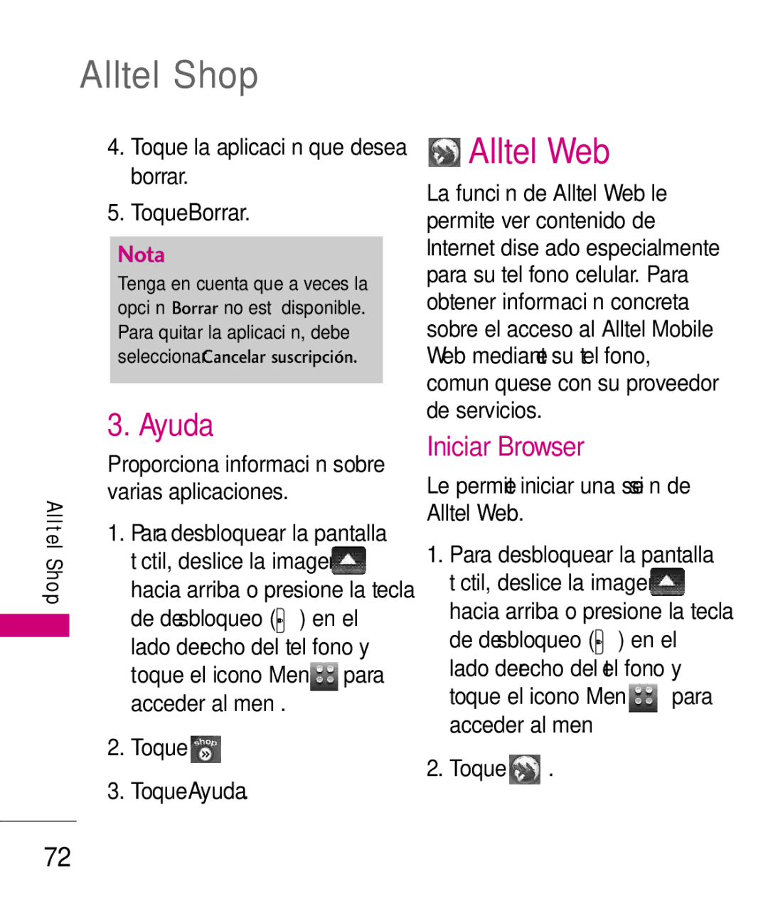 LG Electronics 8575 manual Ayuda, Iniciar Browser 