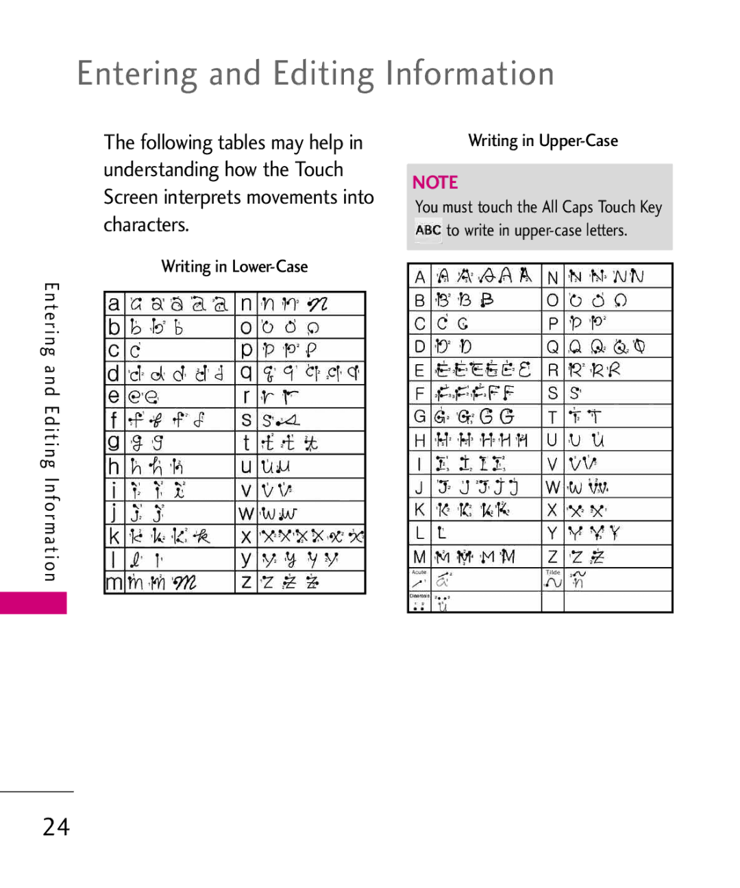 LG Electronics 8575 manual Entering and Editing Information 