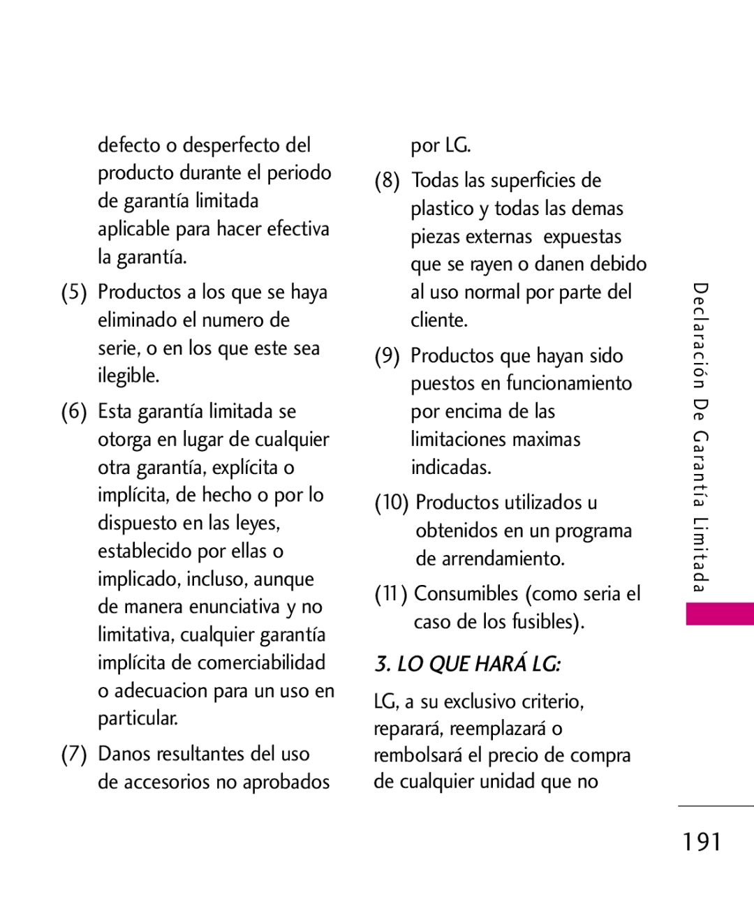 LG Electronics 8575 manual 191, Por LG 