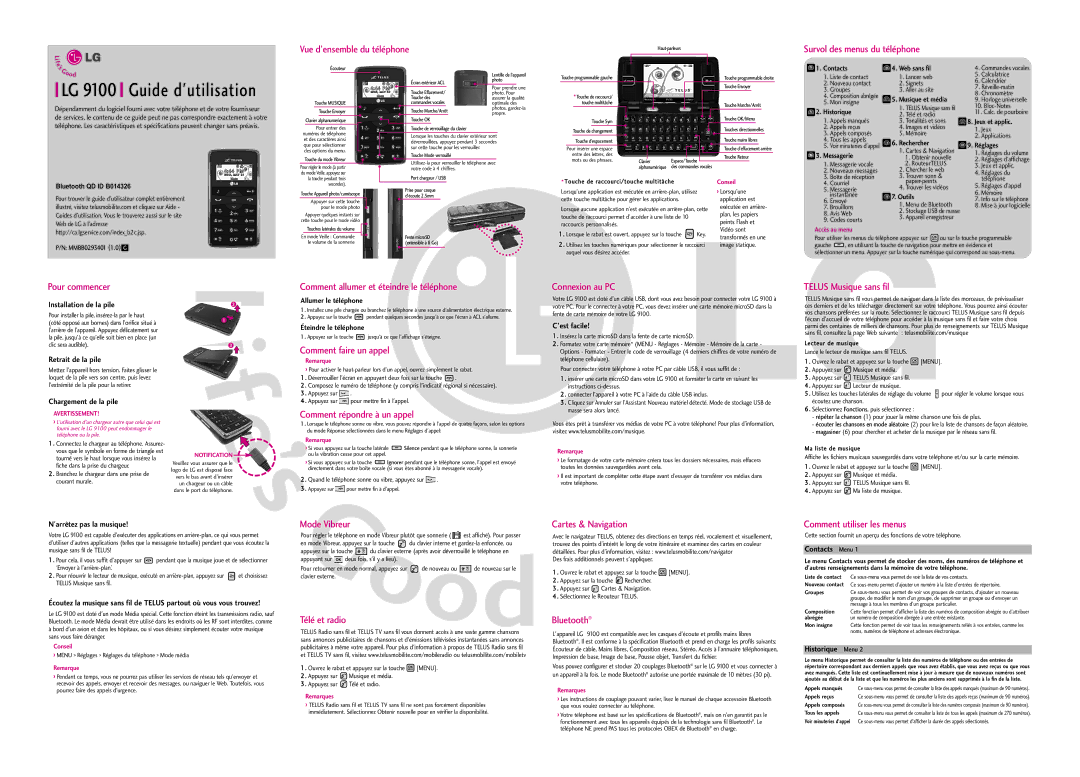 LG Electronics 9100 Vue d’ensemble du téléphone, Survol des menus du téléphone, Pour commencer, Comment faire un appel 