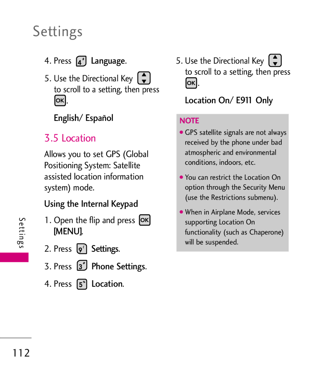 LG Electronics 9250, MMBB0370601(1.0) manual Location, 112 