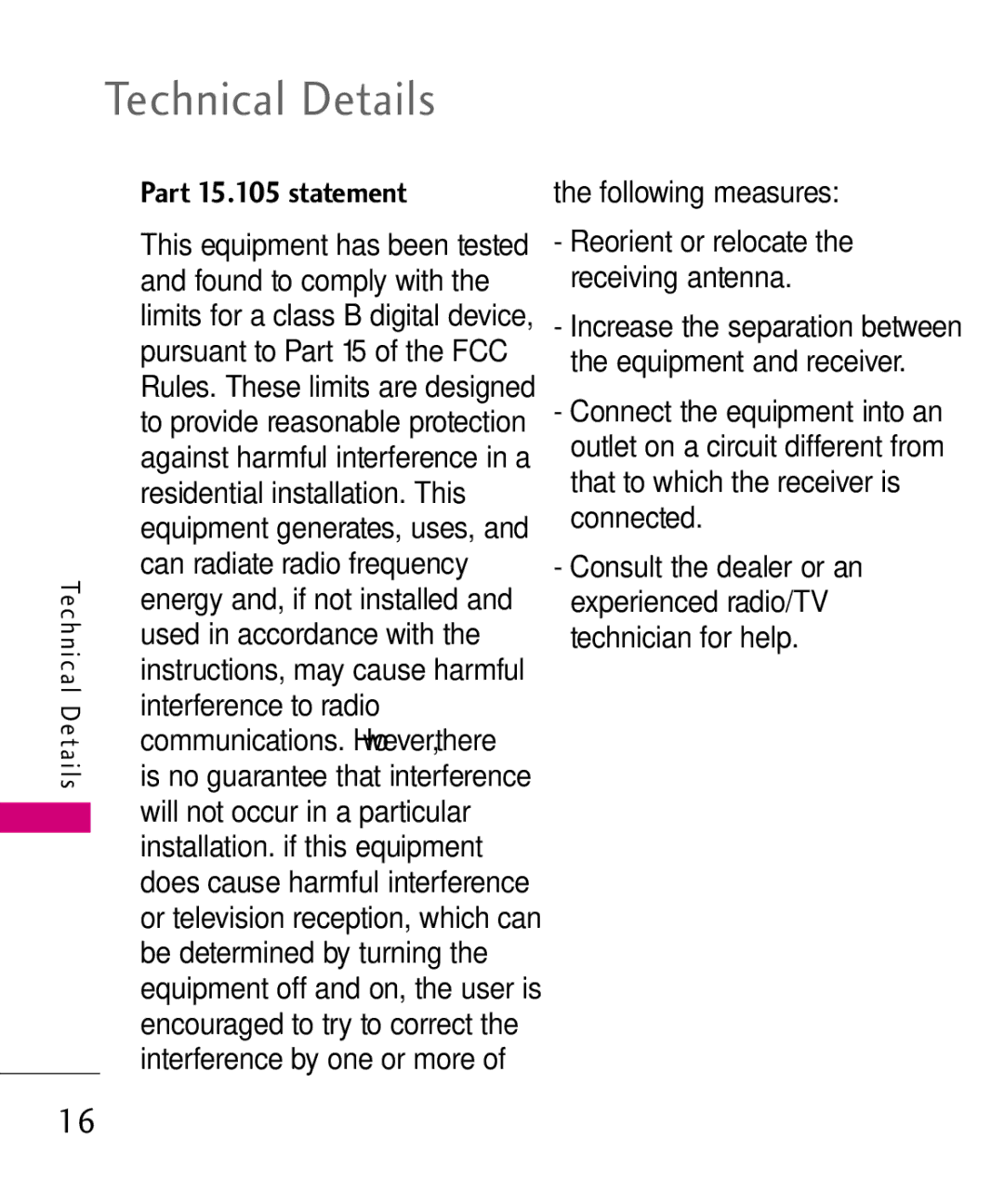 LG Electronics 9250, MMBB0370601(1.0) manual Part 15.105 statement 