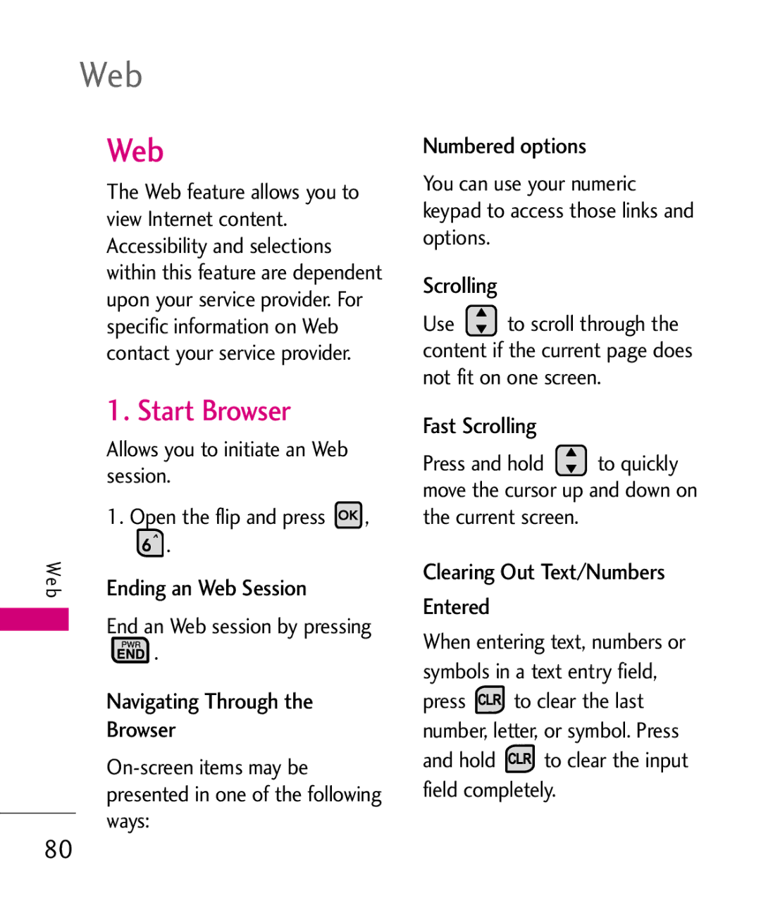 LG Electronics 9250, MMBB0370601(1.0) manual Web, Start Browser 