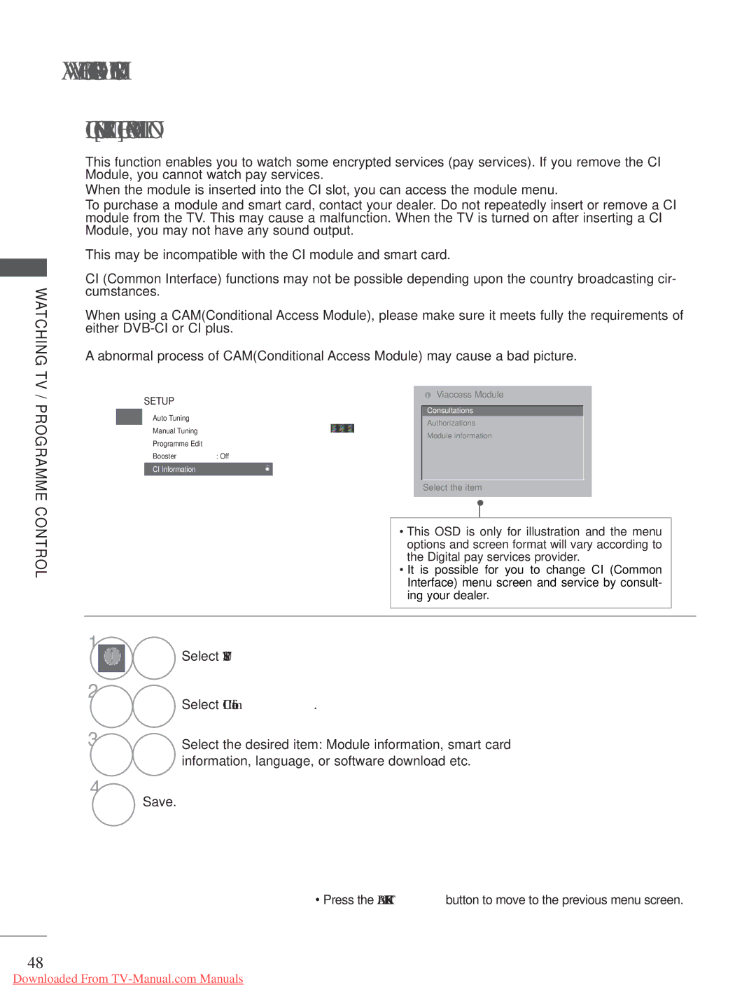 LG Electronics A-27 owner manual CI Common Interface Information, Programme, Select CI Information 