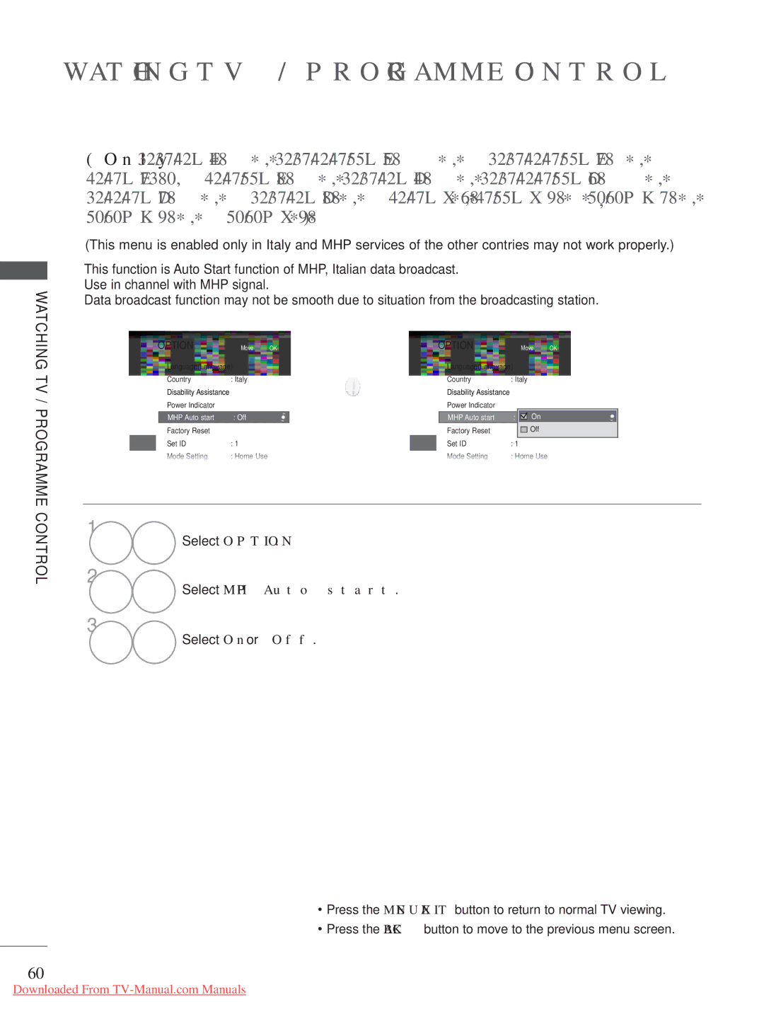 LG Electronics A-27 owner manual MHP Service, TV / Programme, Select MHP Auto start 