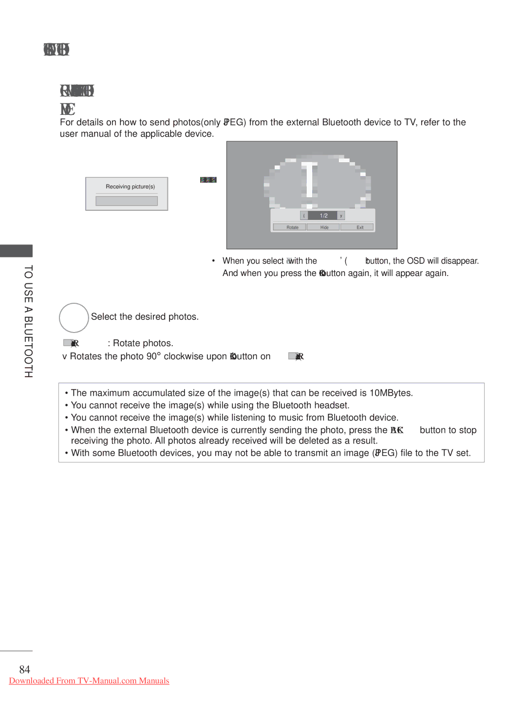 LG Electronics A-27 owner manual Receiving Photos from External Bluetooth Device 