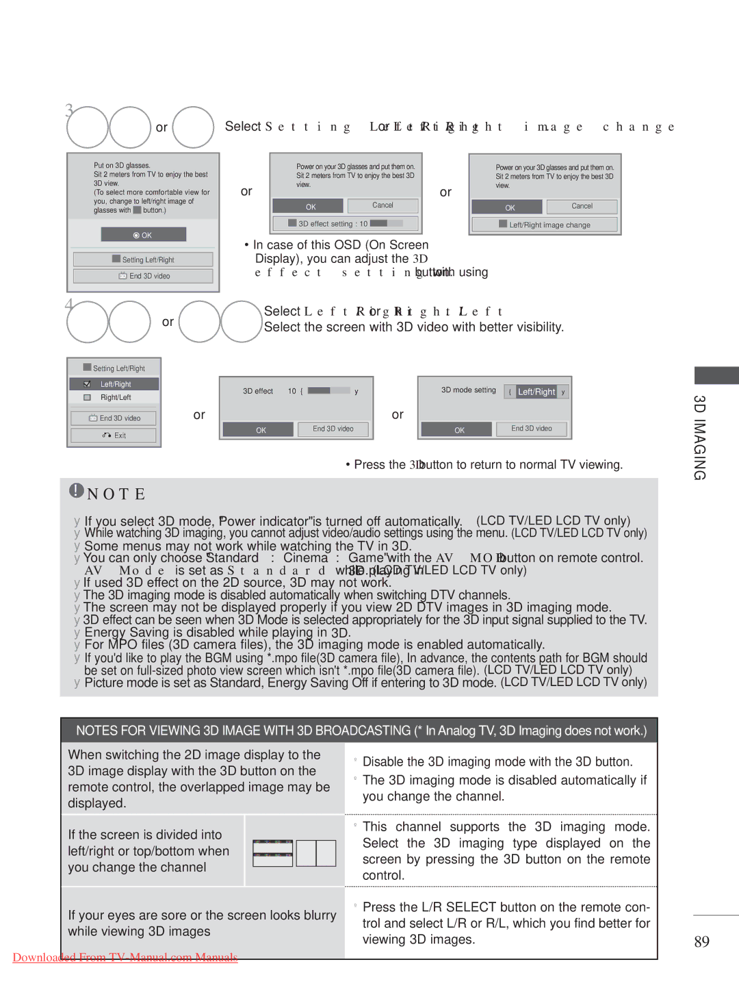 LG Electronics A-27 owner manual Select Left/Right or Right/Left, Select the screen with 3D video with better visibility 