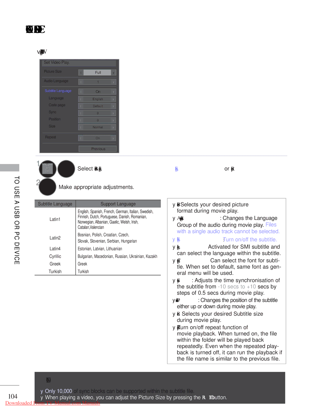 LG Electronics A-27 owner manual 104, When you select the Set Video Play 