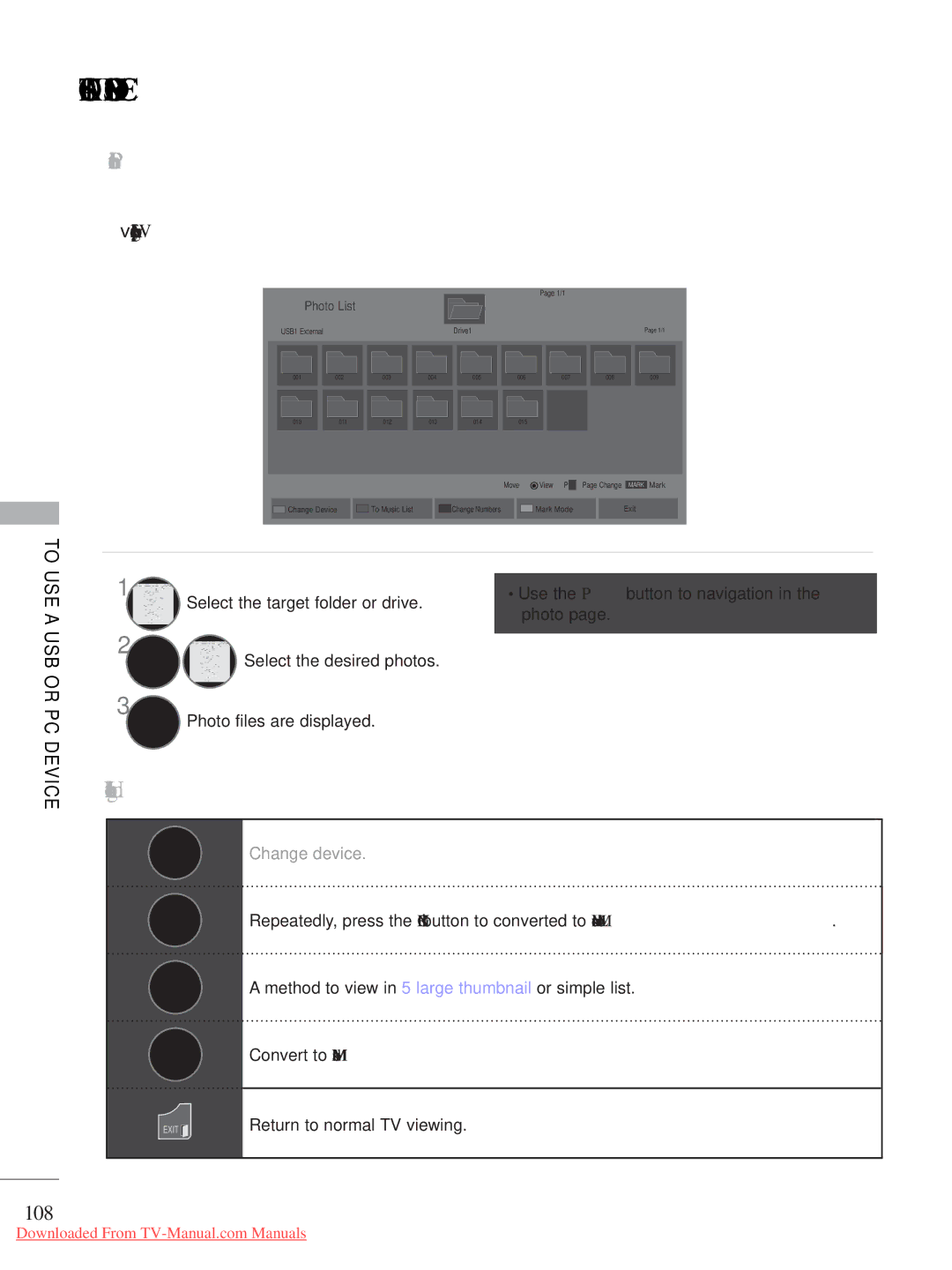 LG Electronics A-27 owner manual Photo Selection, 108, When playing photo files, Convert to Mark Mode 