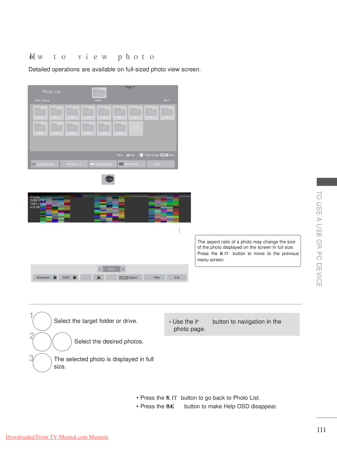 LG Electronics A-27 owner manual How to view photo, 111 