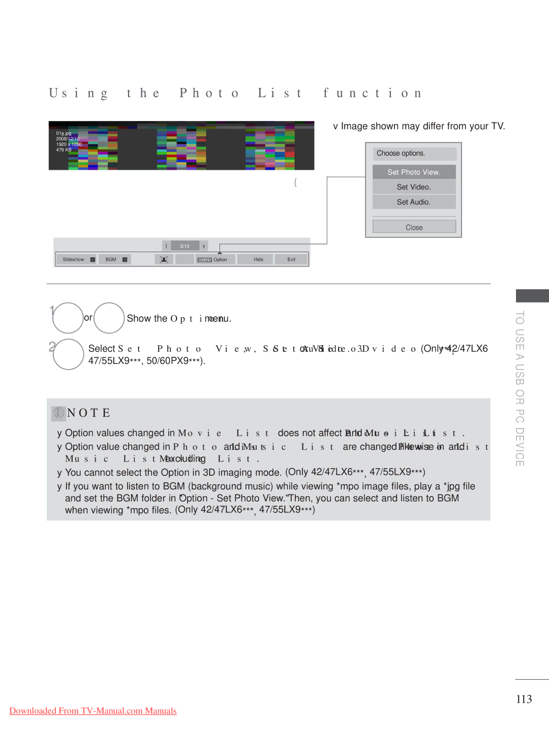 LG Electronics A-27 owner manual Using the Photo List function, 113 