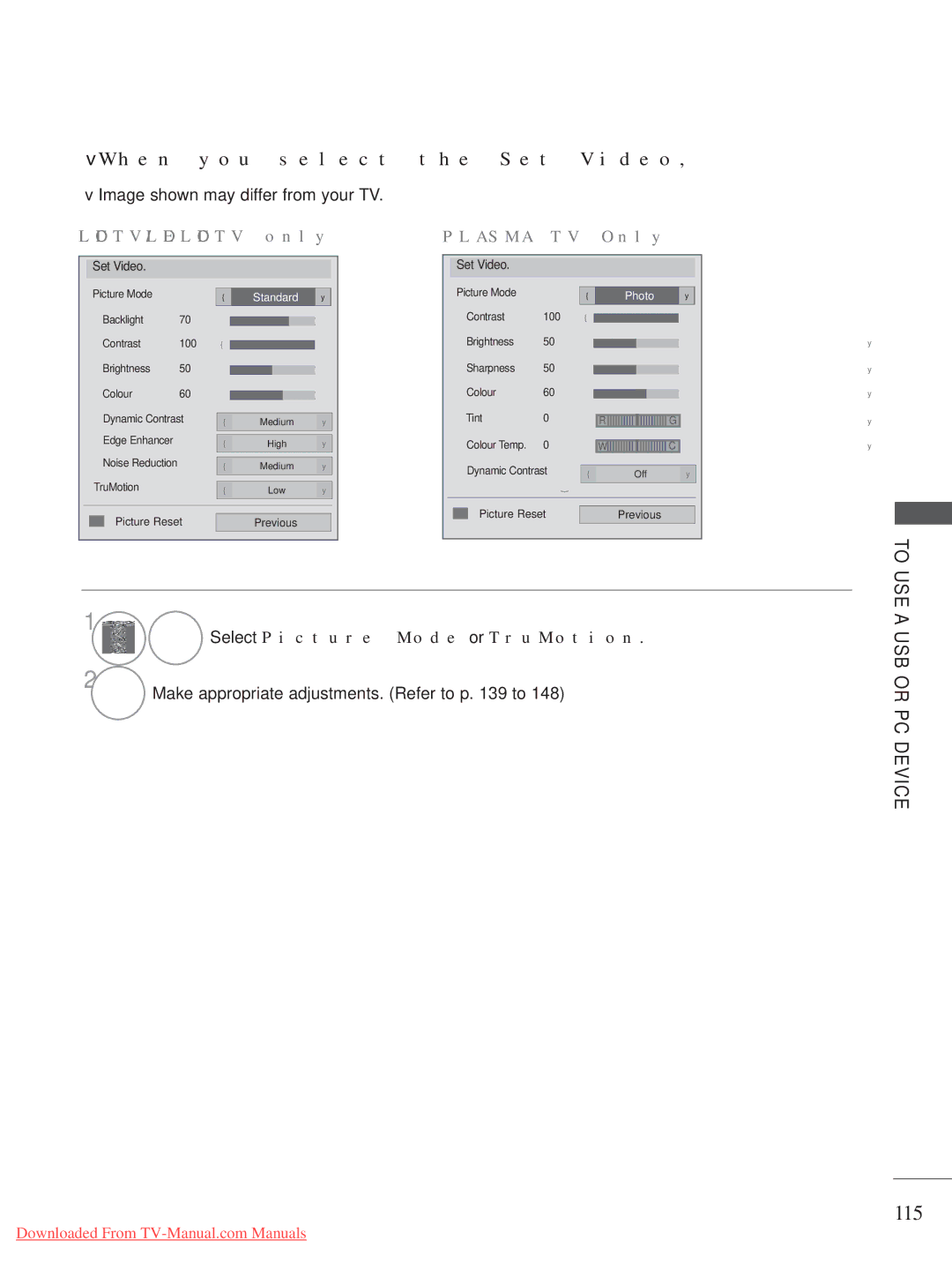 LG Electronics A-27 owner manual 115, When you select the Set Video 