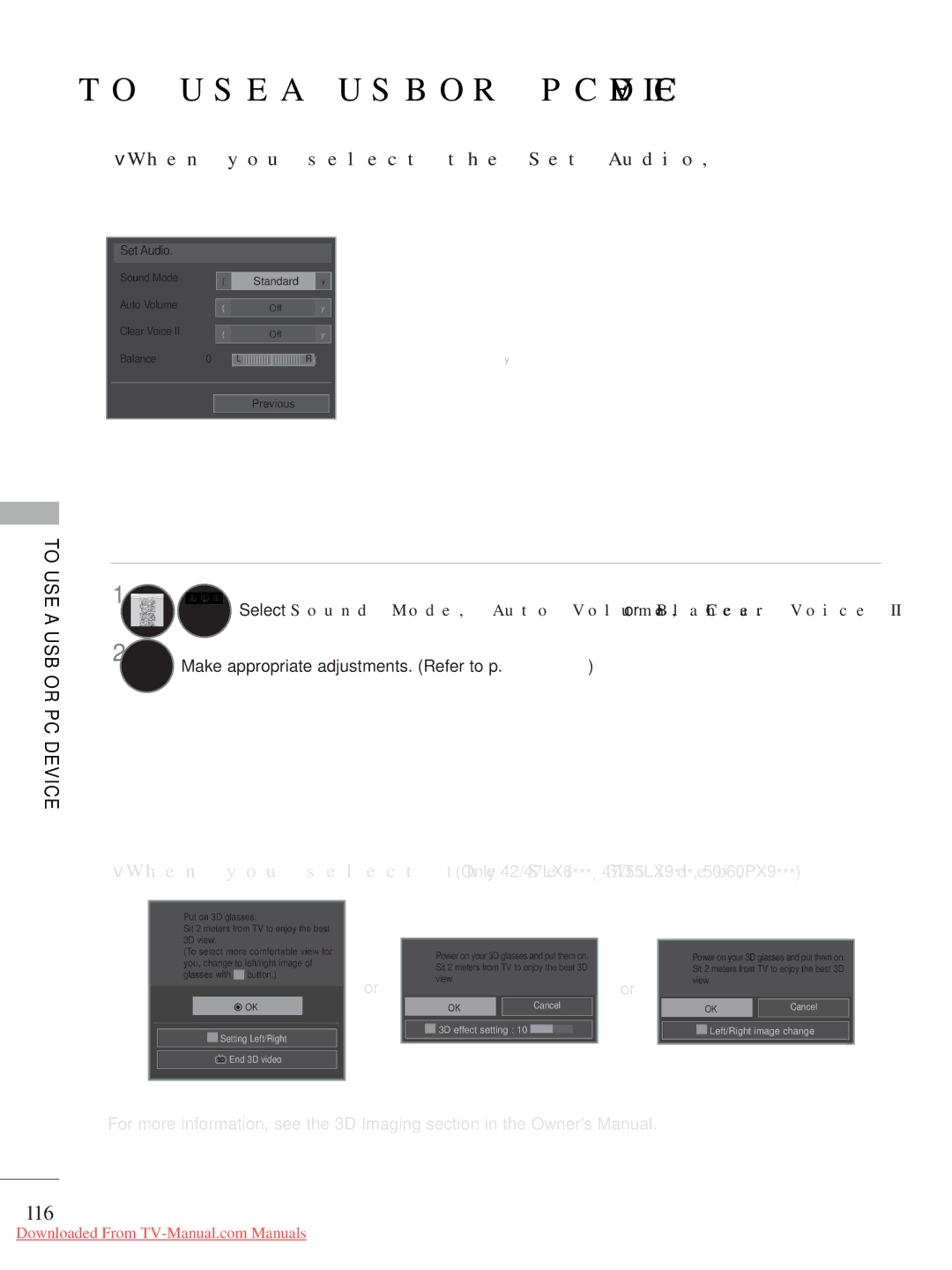 LG Electronics A-27 owner manual 116, When you select the Set Audio 