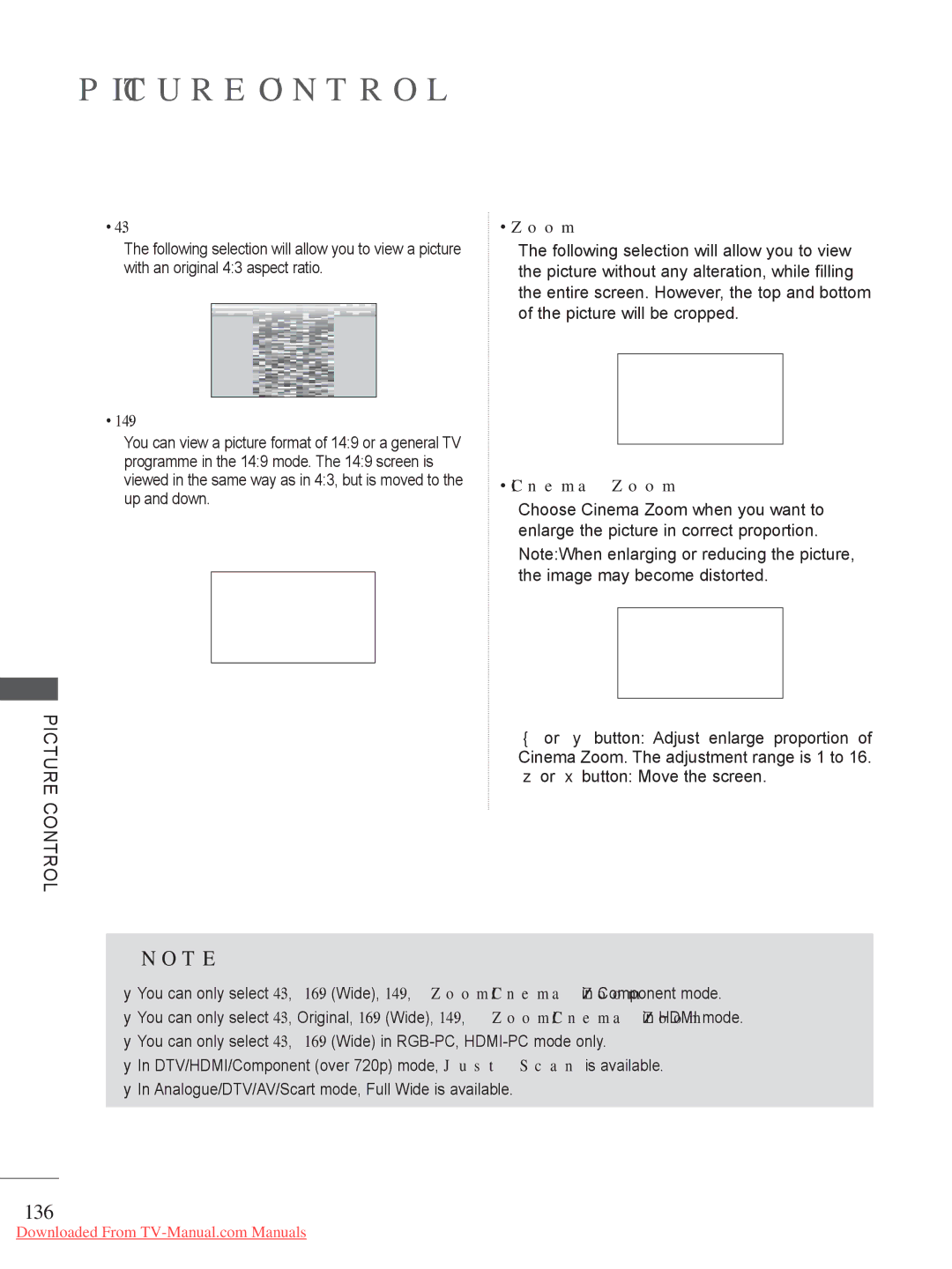 LG Electronics A-27 owner manual 136, 149, Cinema Zoom 