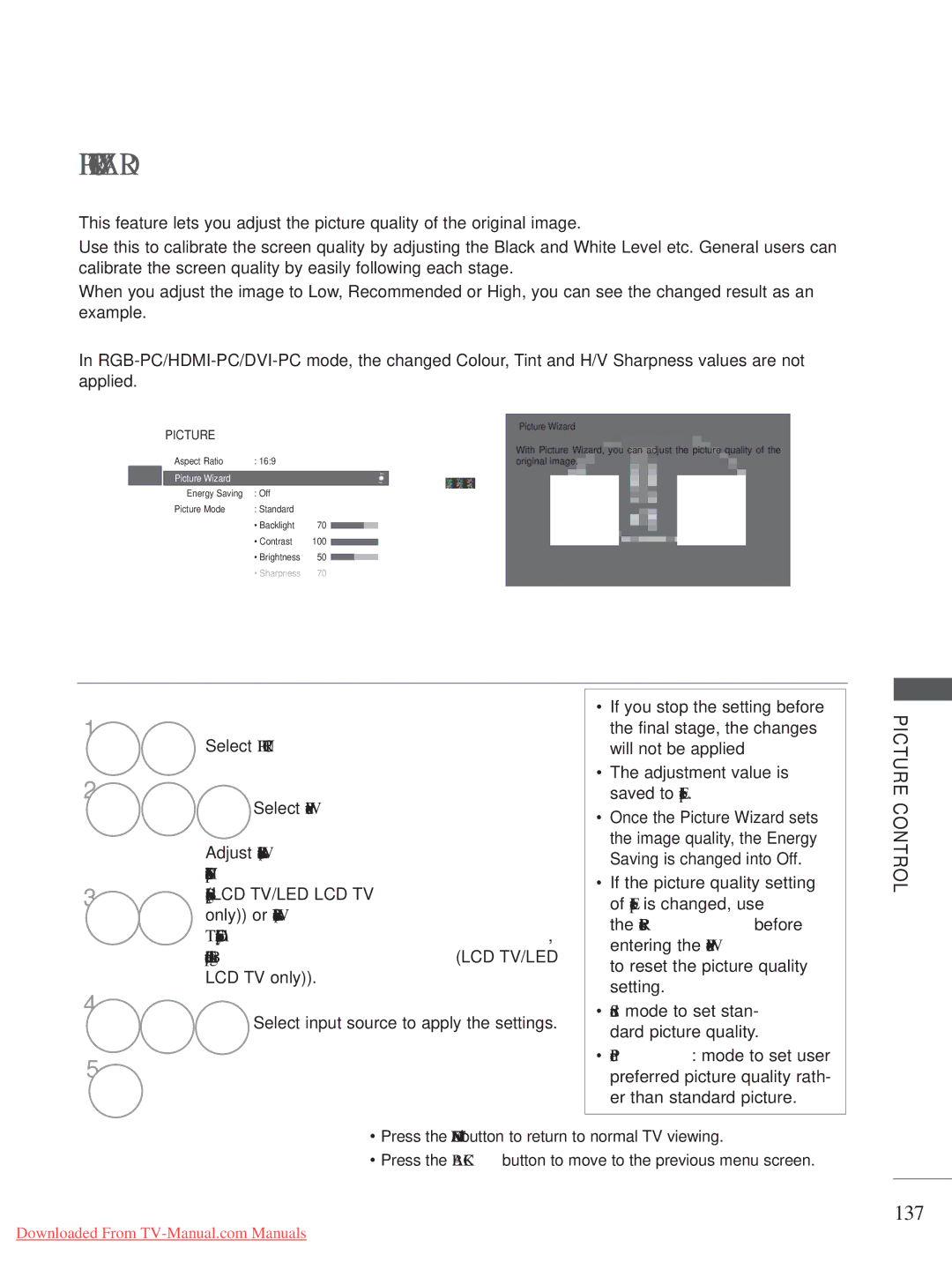 LG Electronics A-27 owner manual Picture Wizard, 137 